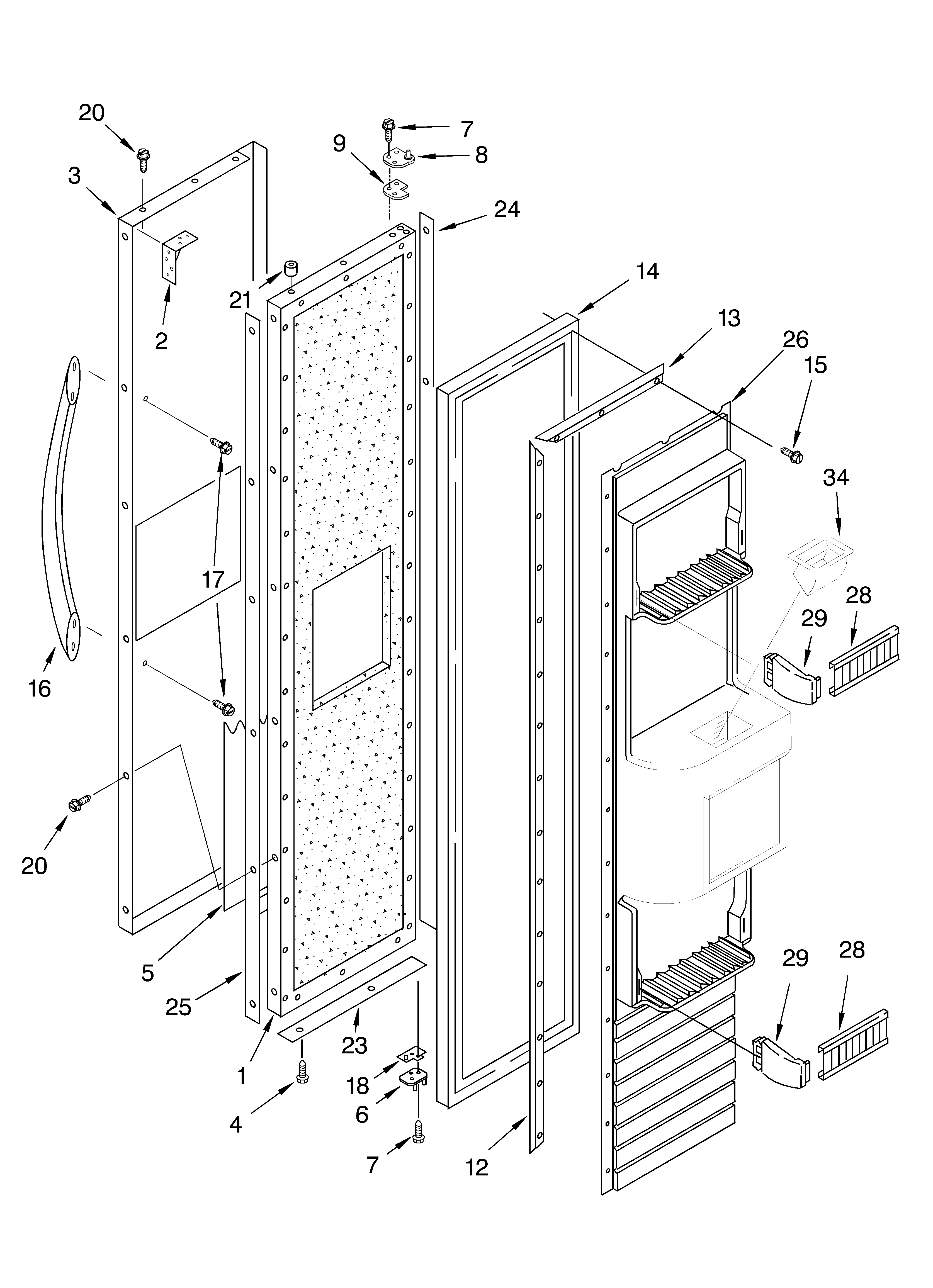 KitchenAid KSSC42QKS02 freezer door parts diagram