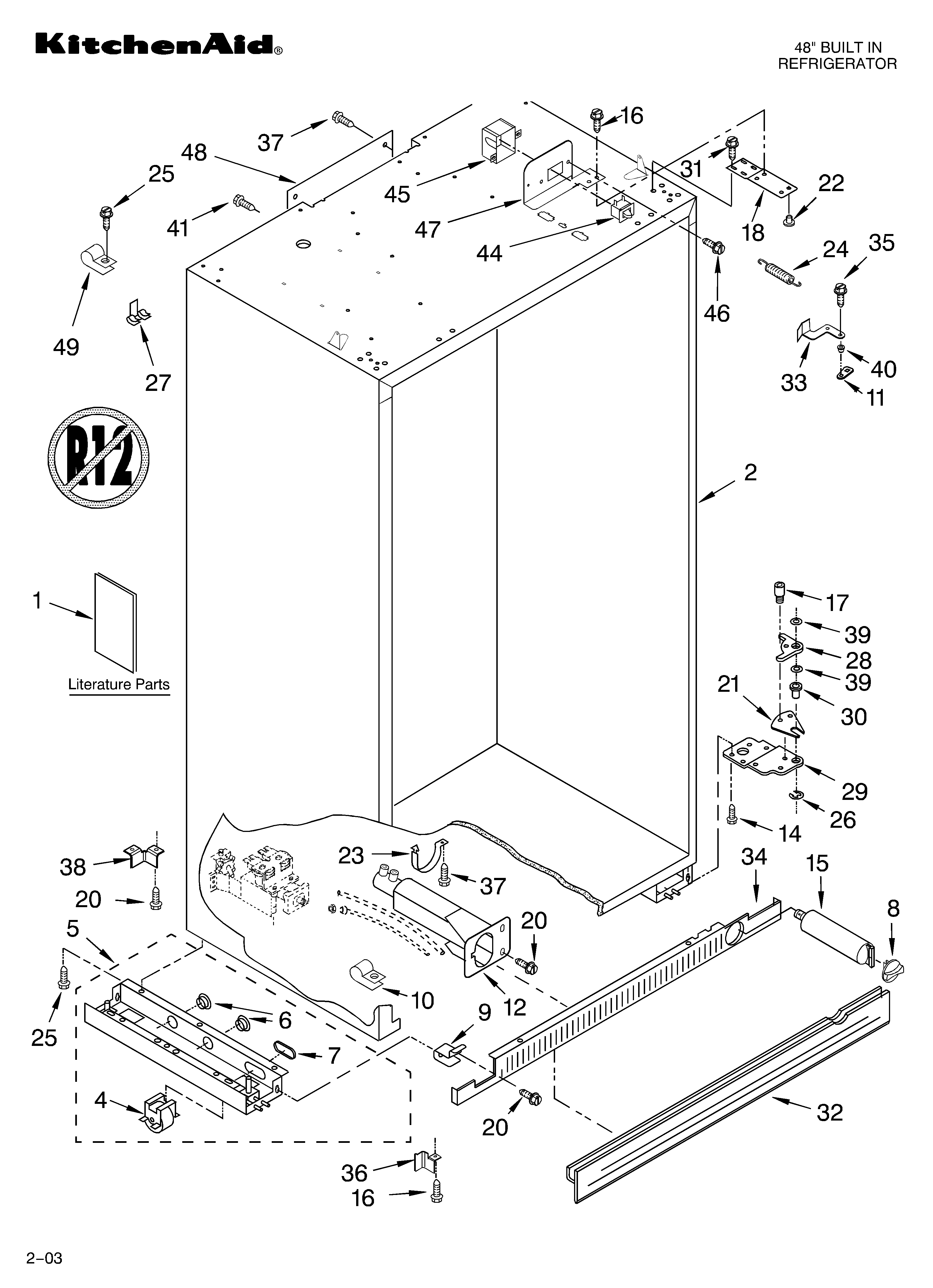 KitchenAid KSSC48FKB02 cabinet parts diagram