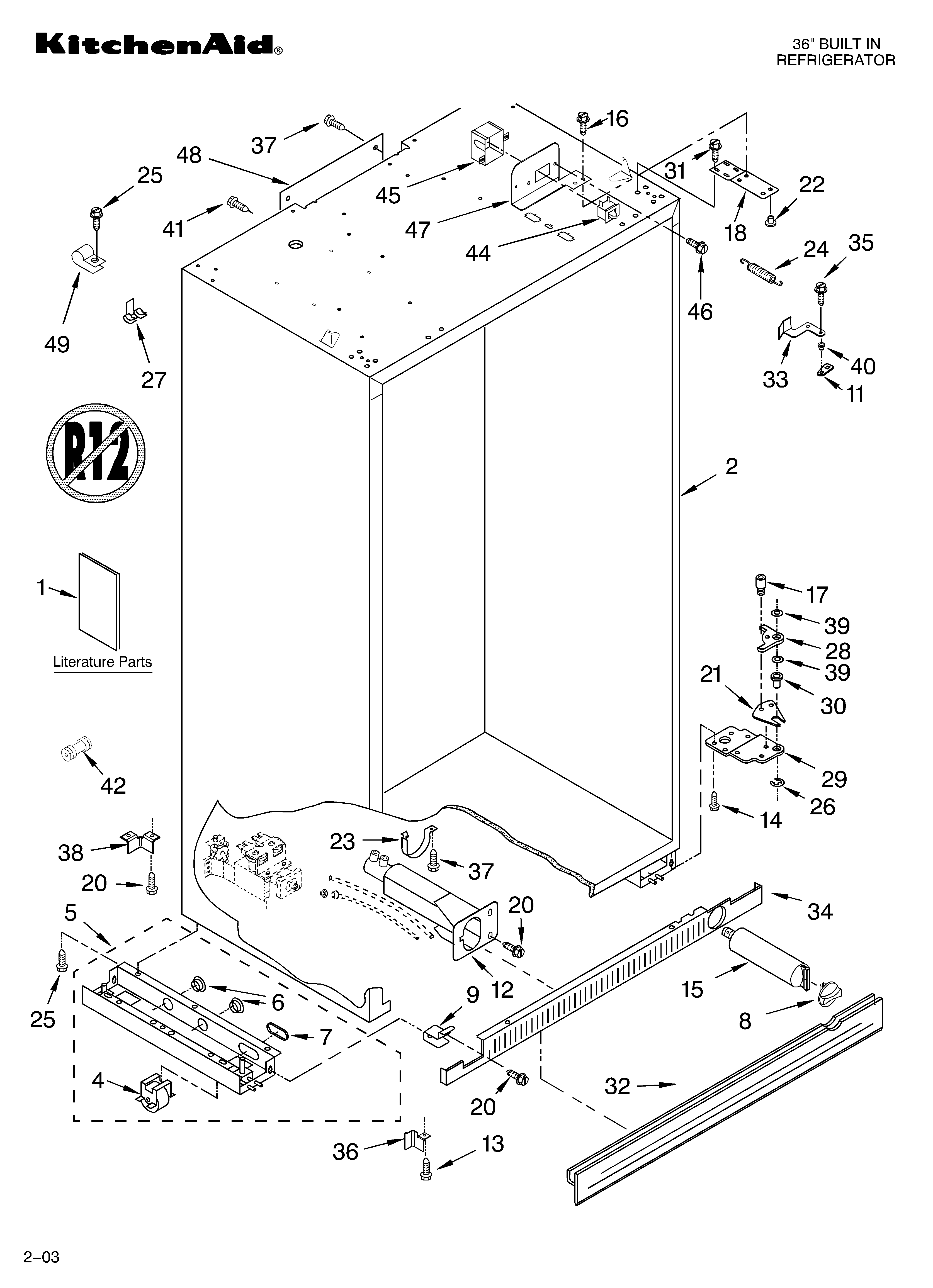 KitchenAid KSSP36QKS02 cabinet parts diagram