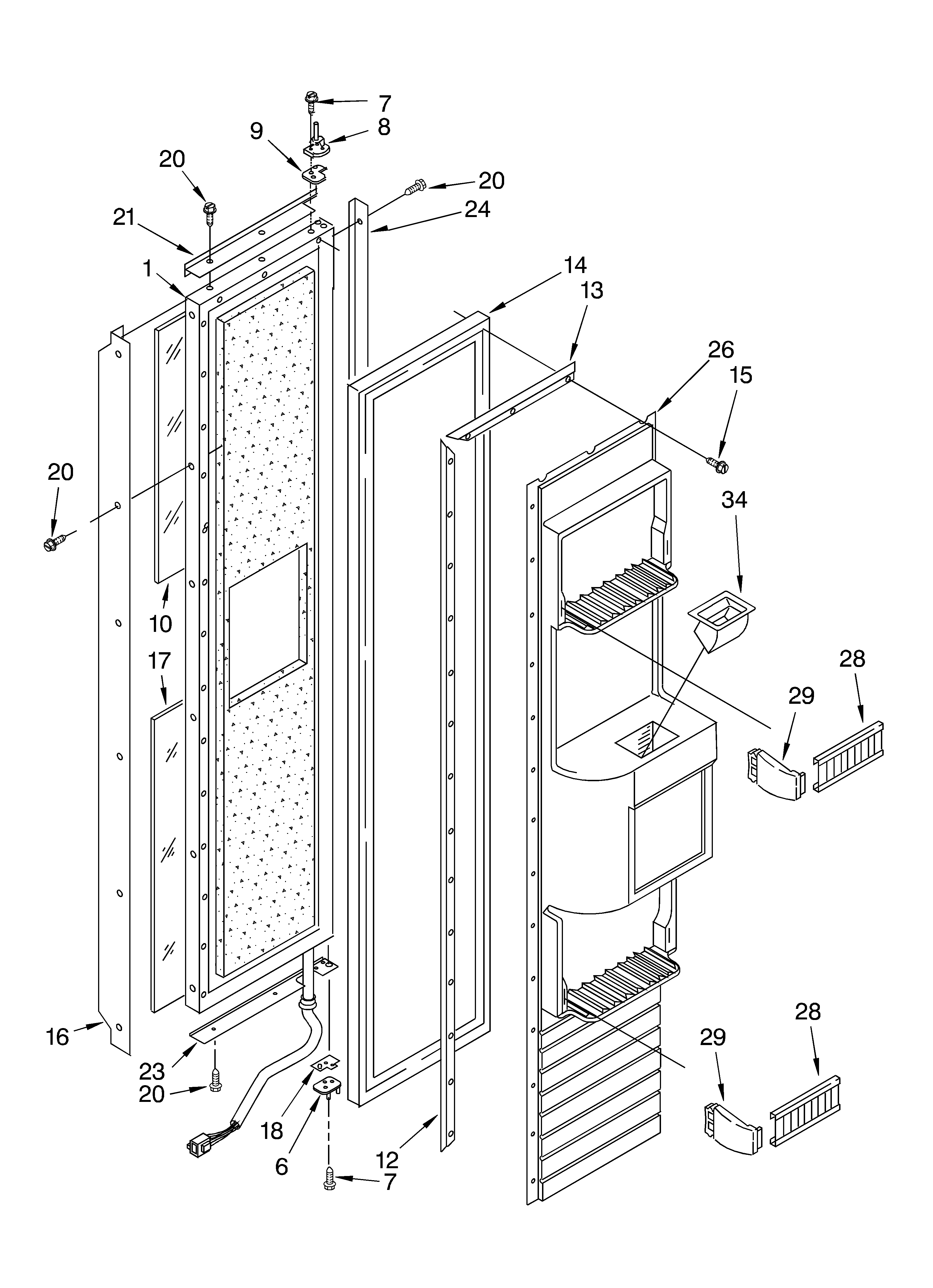 KitchenAid KSSP36QKS02 freezer door parts diagram