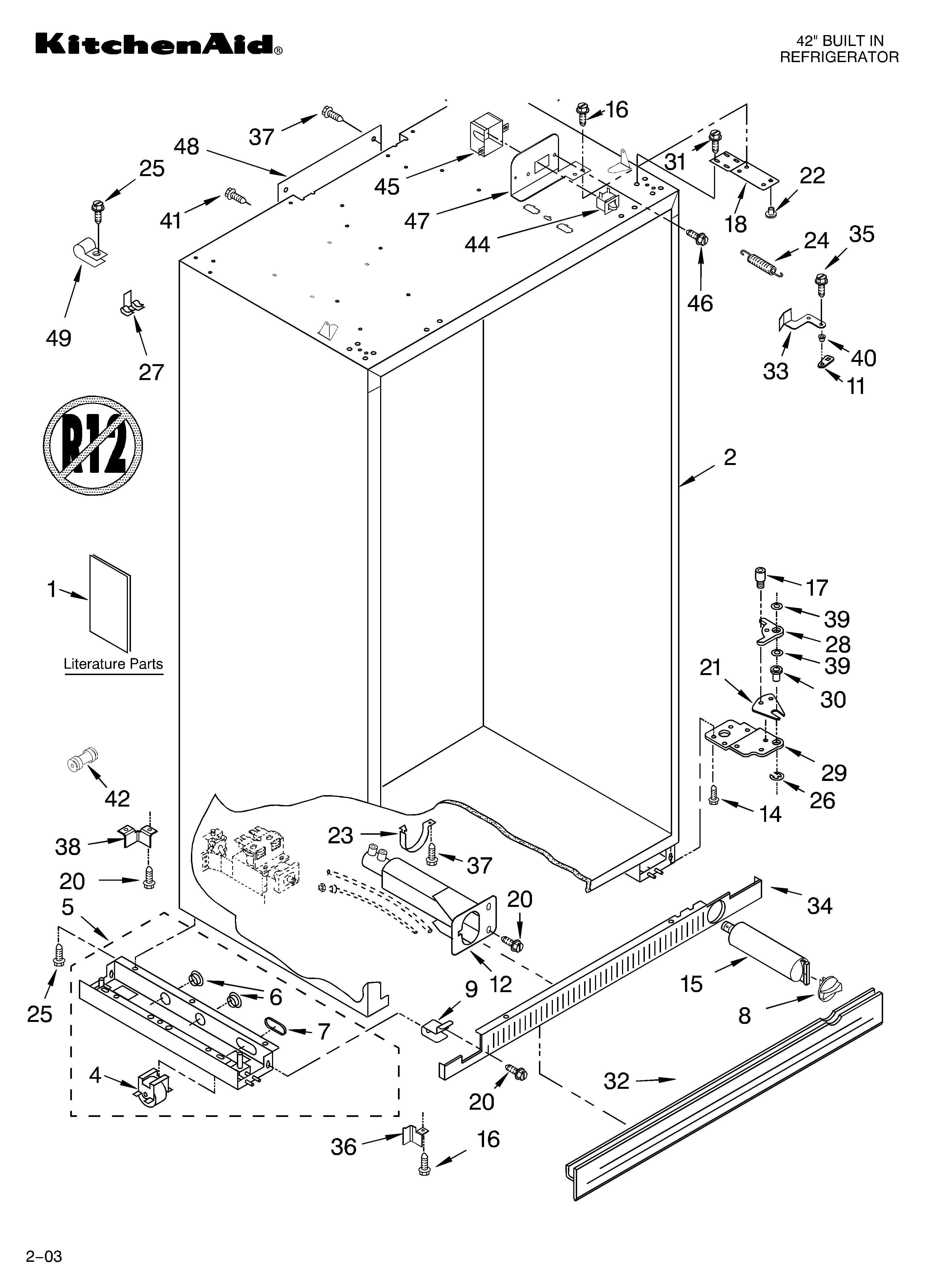 KitchenAid KSSP42QKS02 cabinet parts diagram