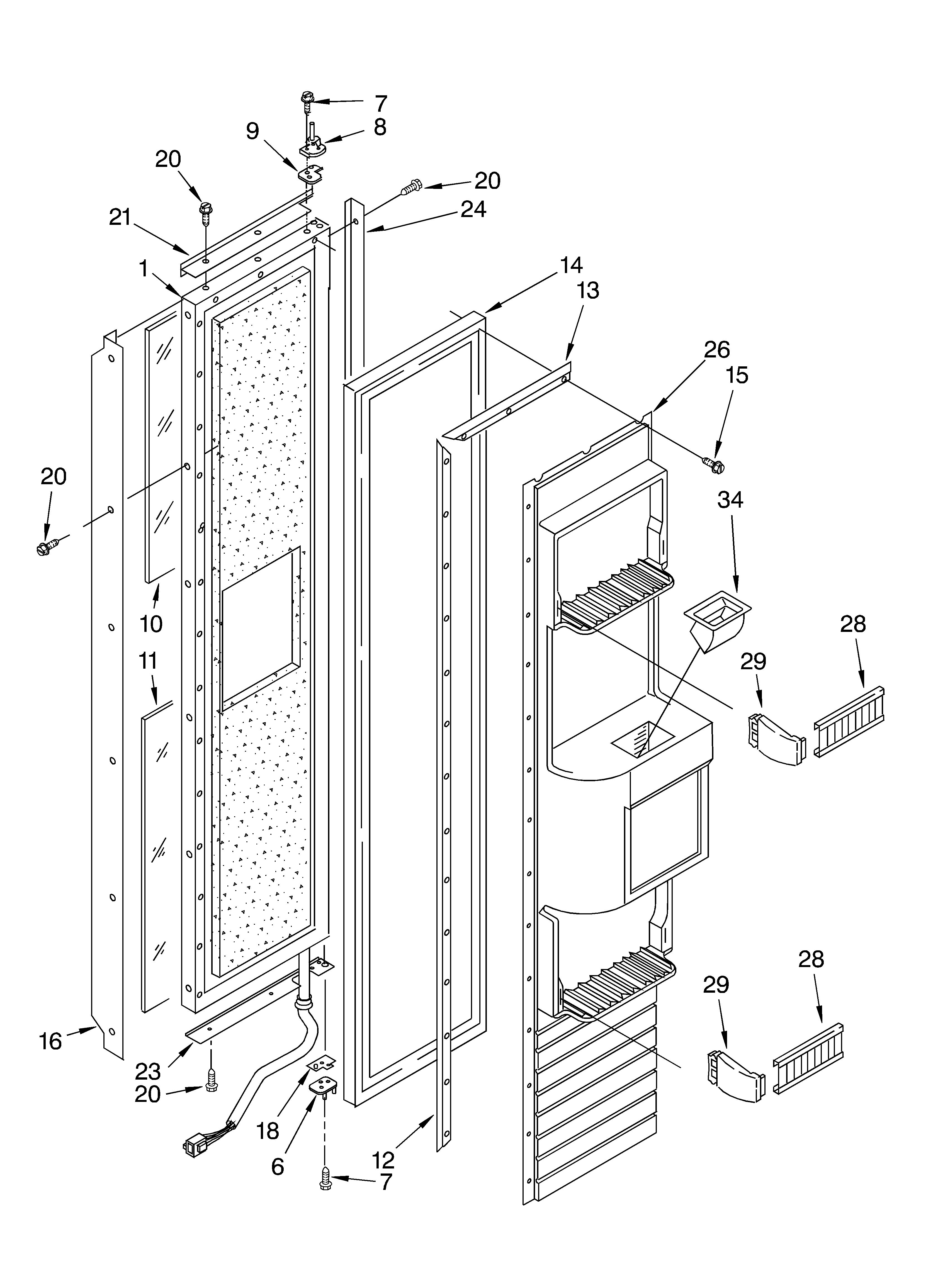 KitchenAid KSSP42QKS02 freezer door parts diagram