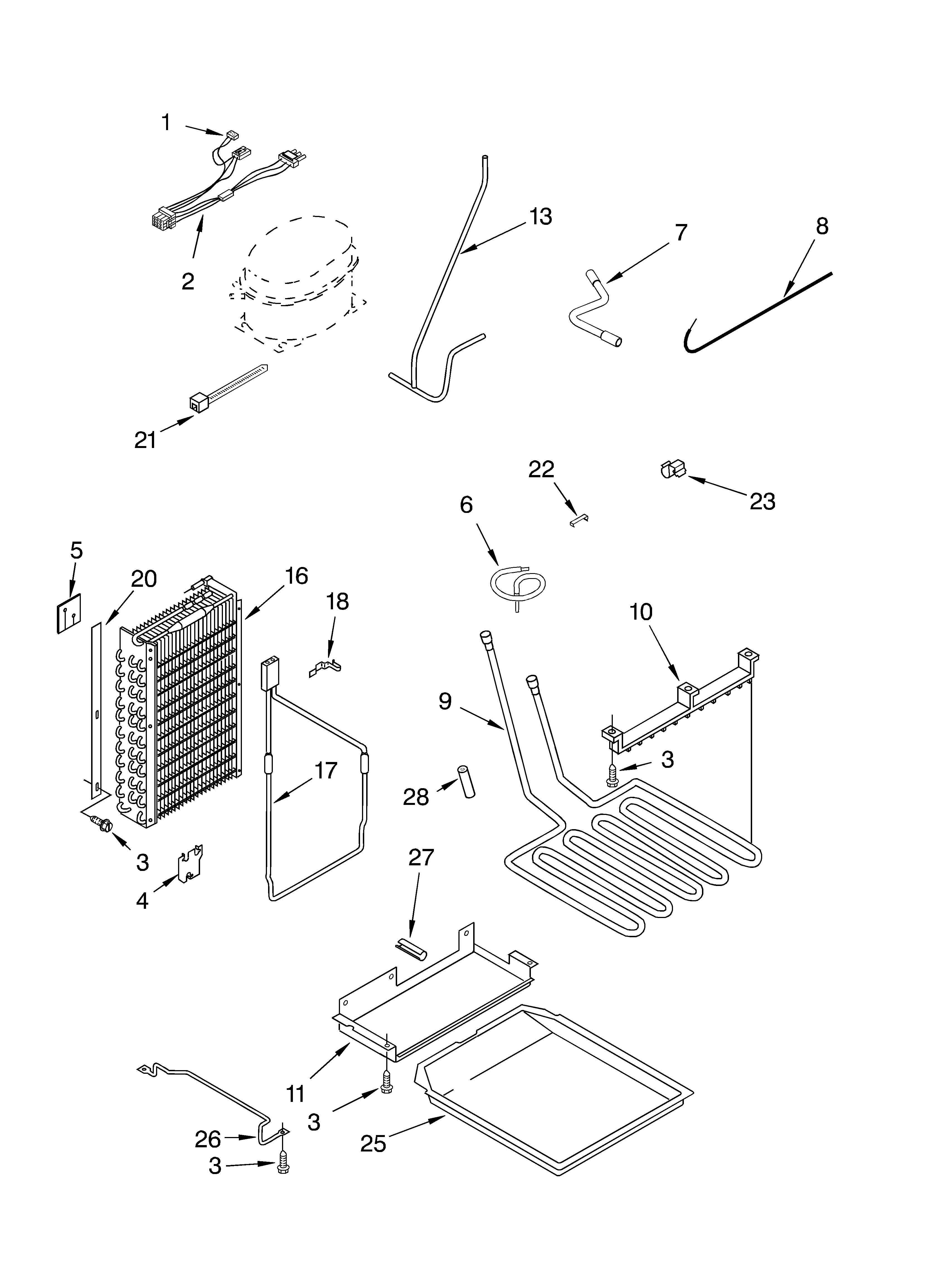 KitchenAid KSSP42QKS02 lower unit and tube parts diagram
