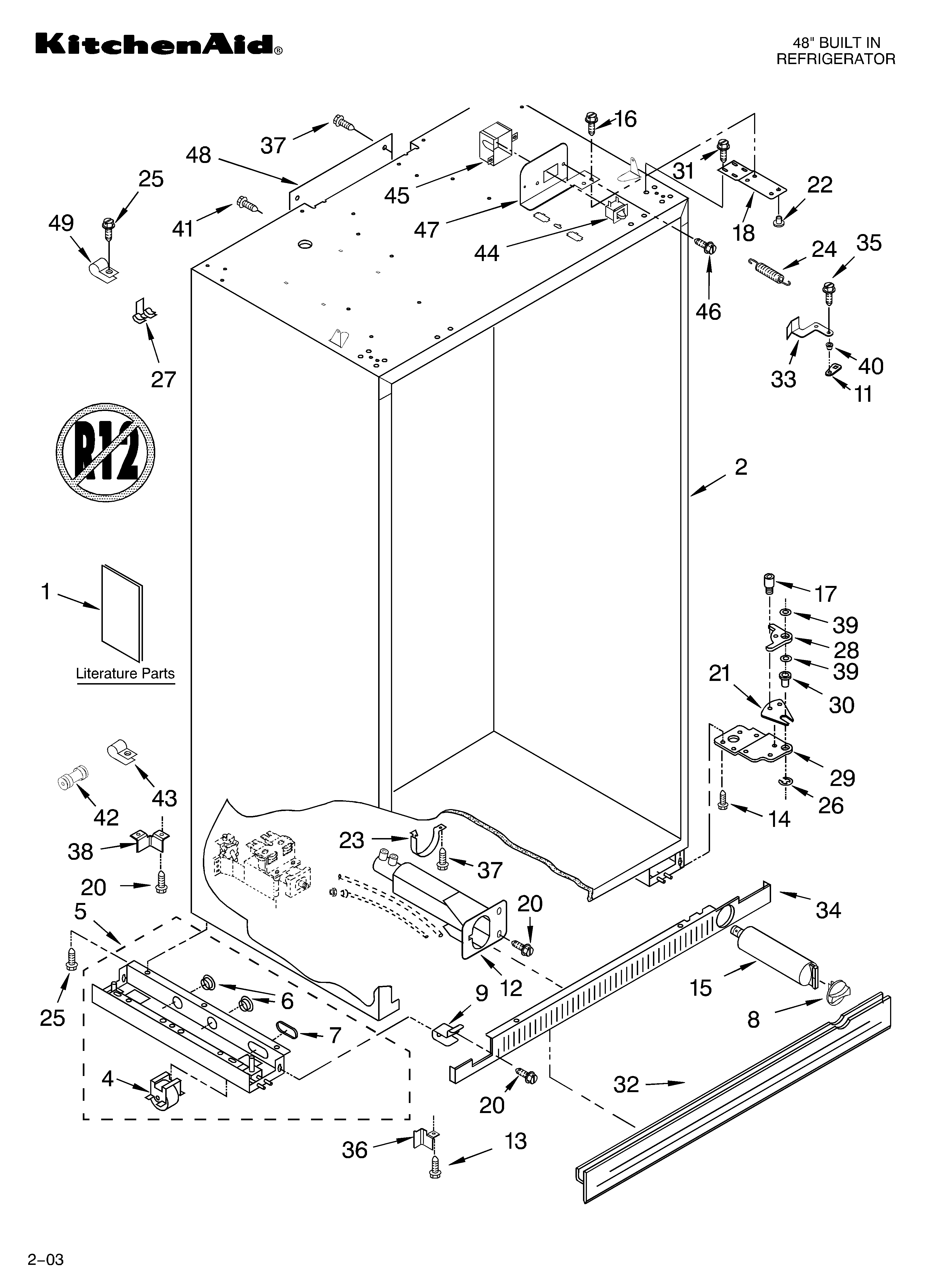 KitchenAid KSSP48QKS02 cabinet parts diagram