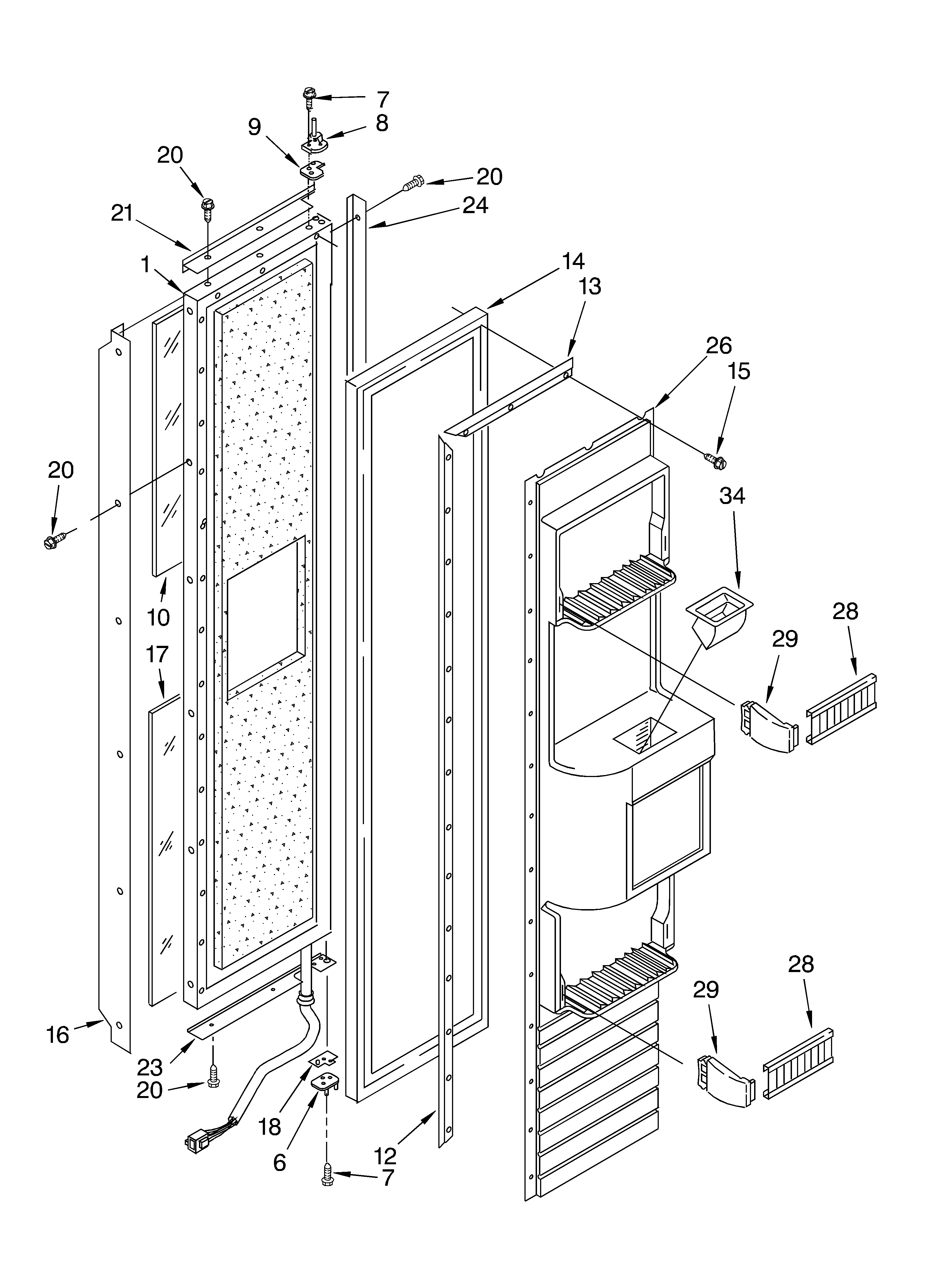 KitchenAid KSSP48QKS02 freezer door parts diagram
