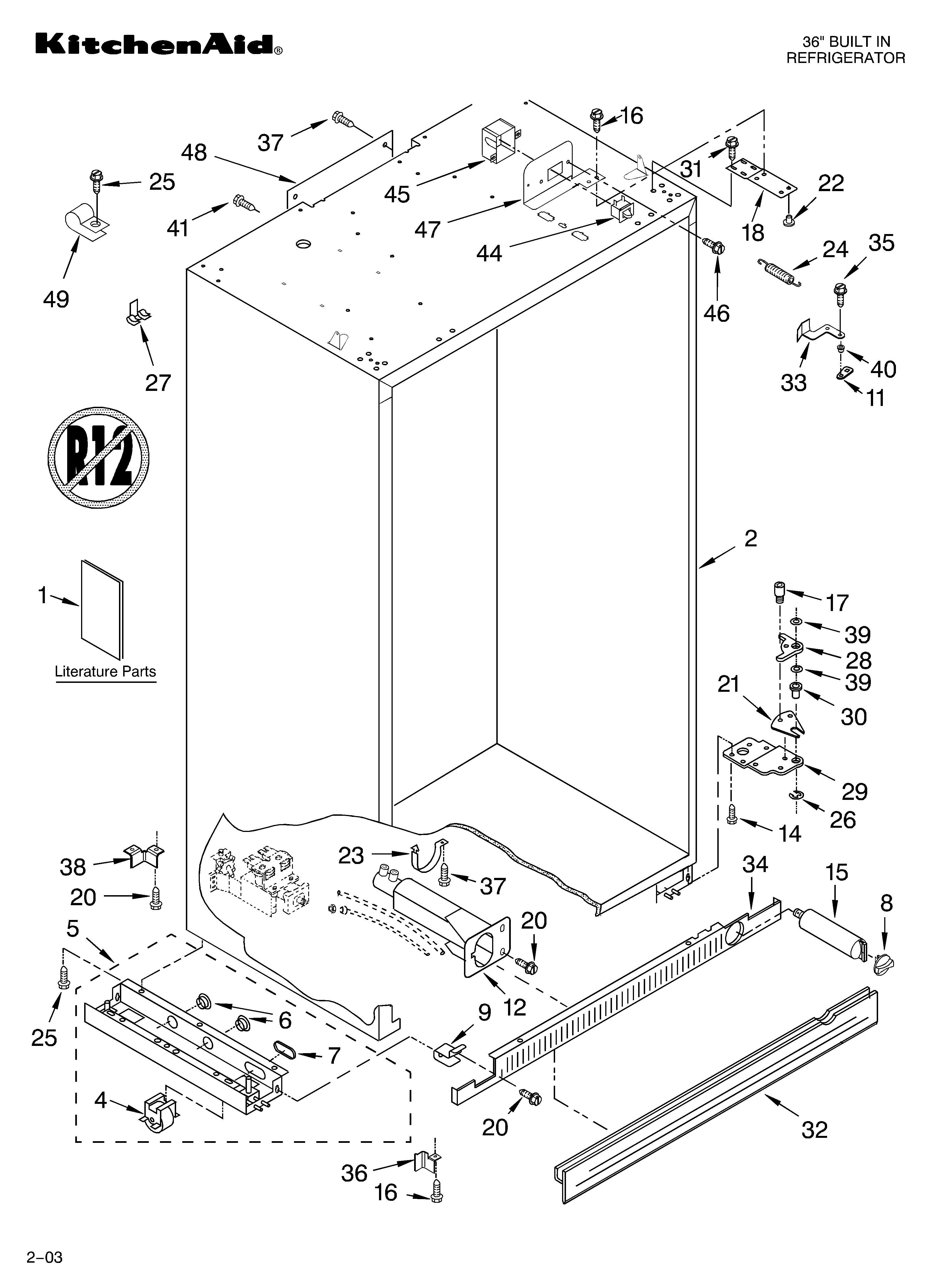 KitchenAid KSSS36FKB02 cabinet parts diagram