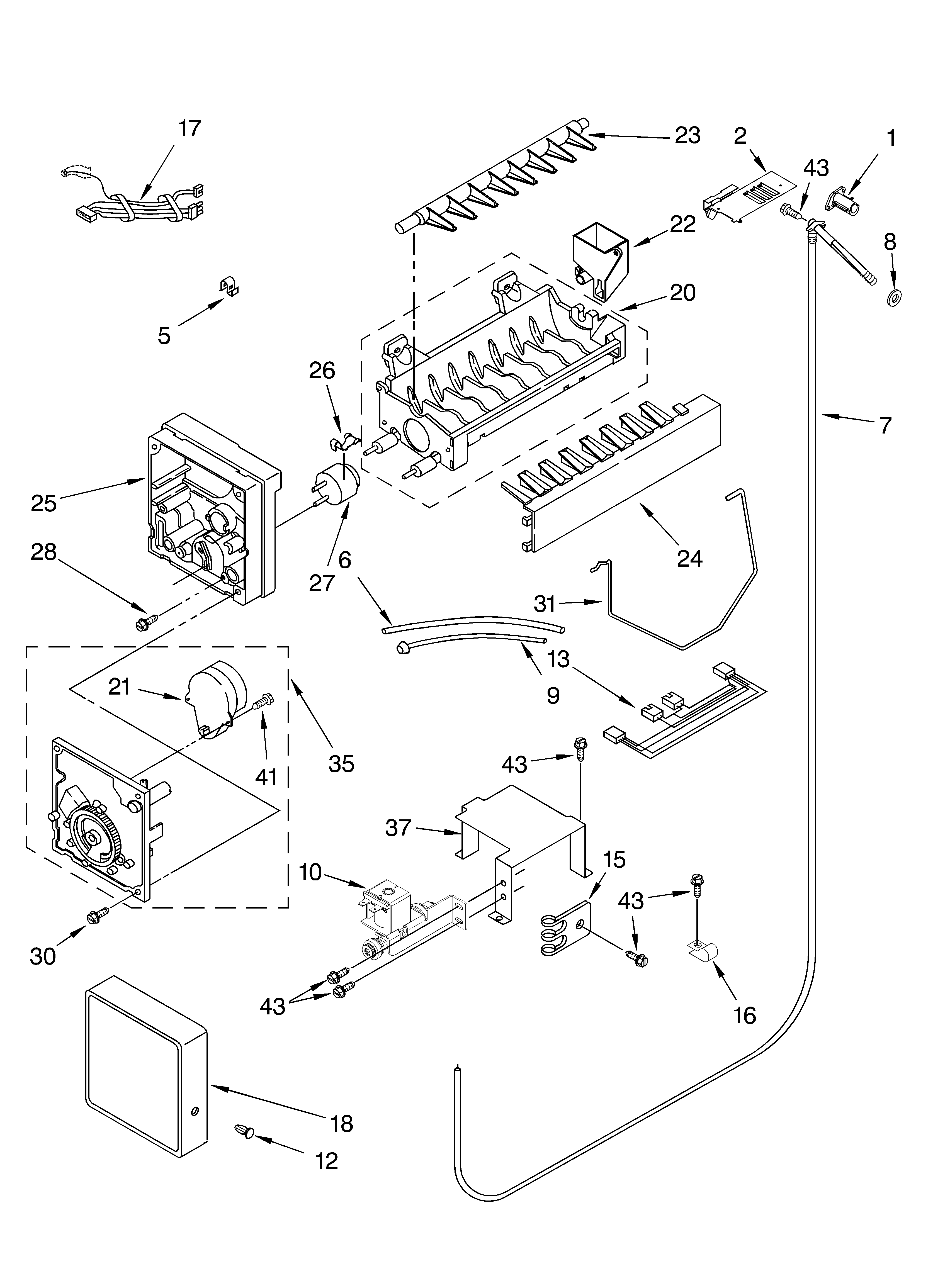 KitchenAid KSSS36FKB02 icemaker parts diagram