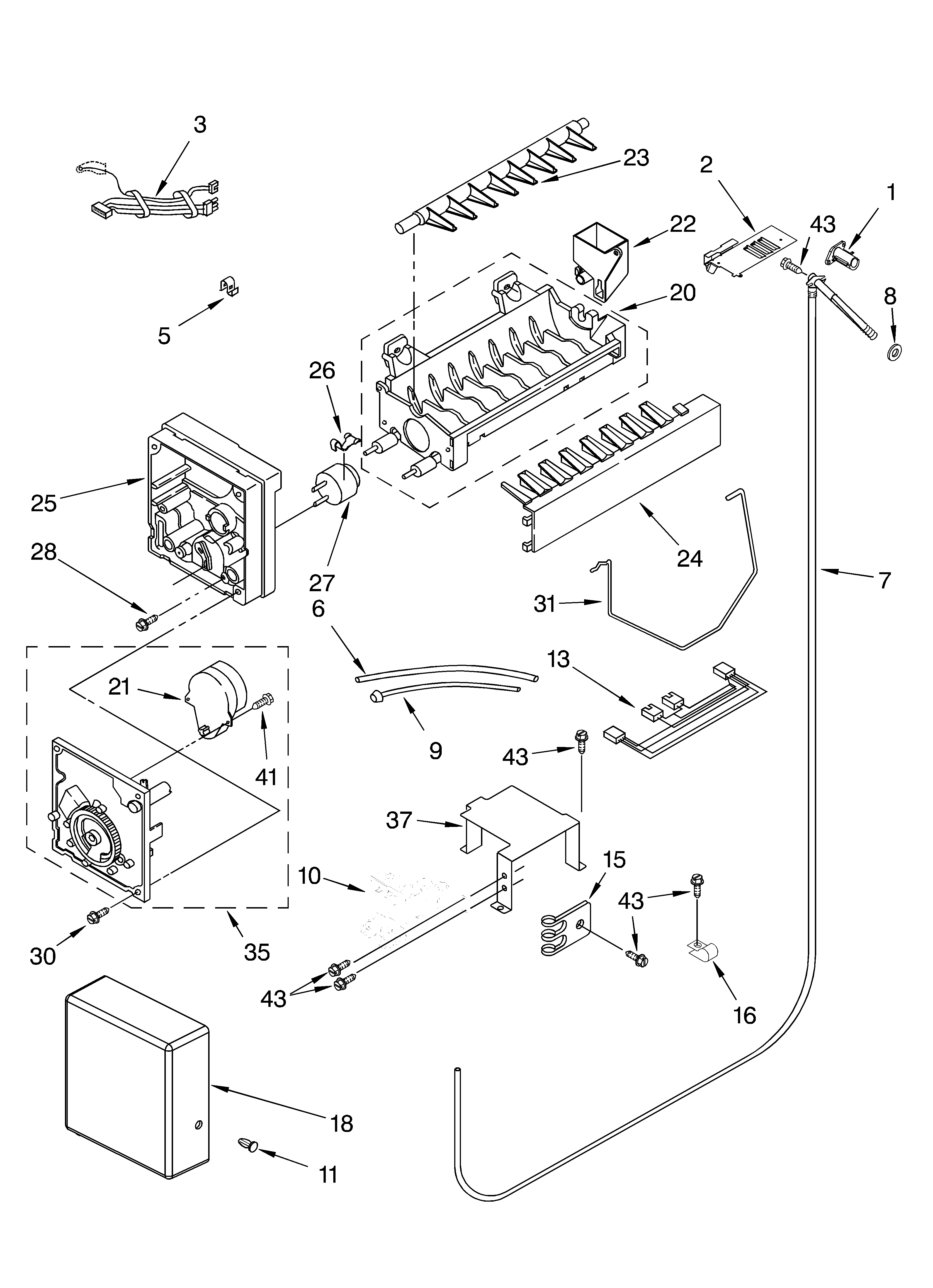KitchenAid KSSS36QKT02 icemaker parts diagram