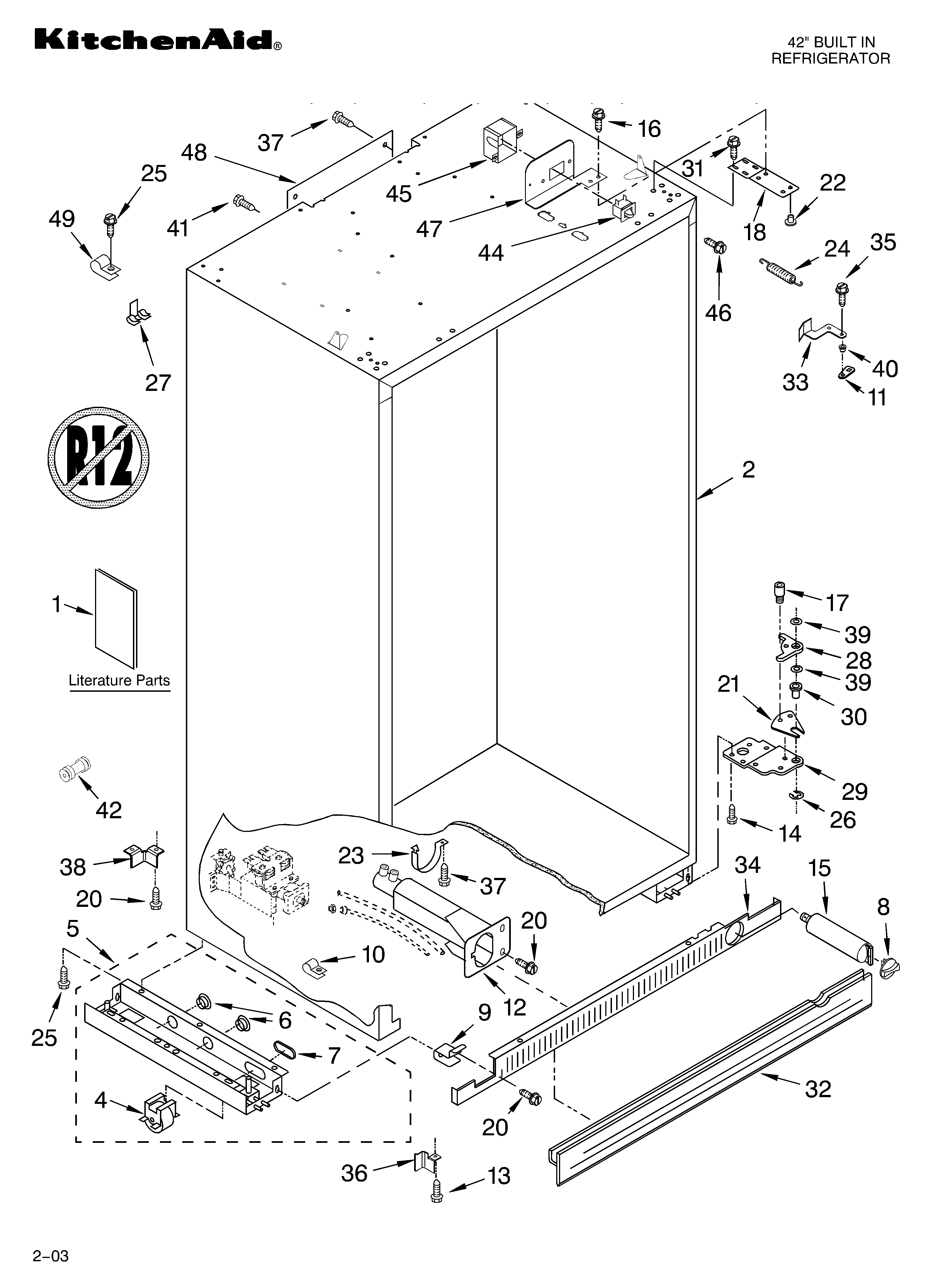 KitchenAid KSSS42QKB02 cabinet parts diagram