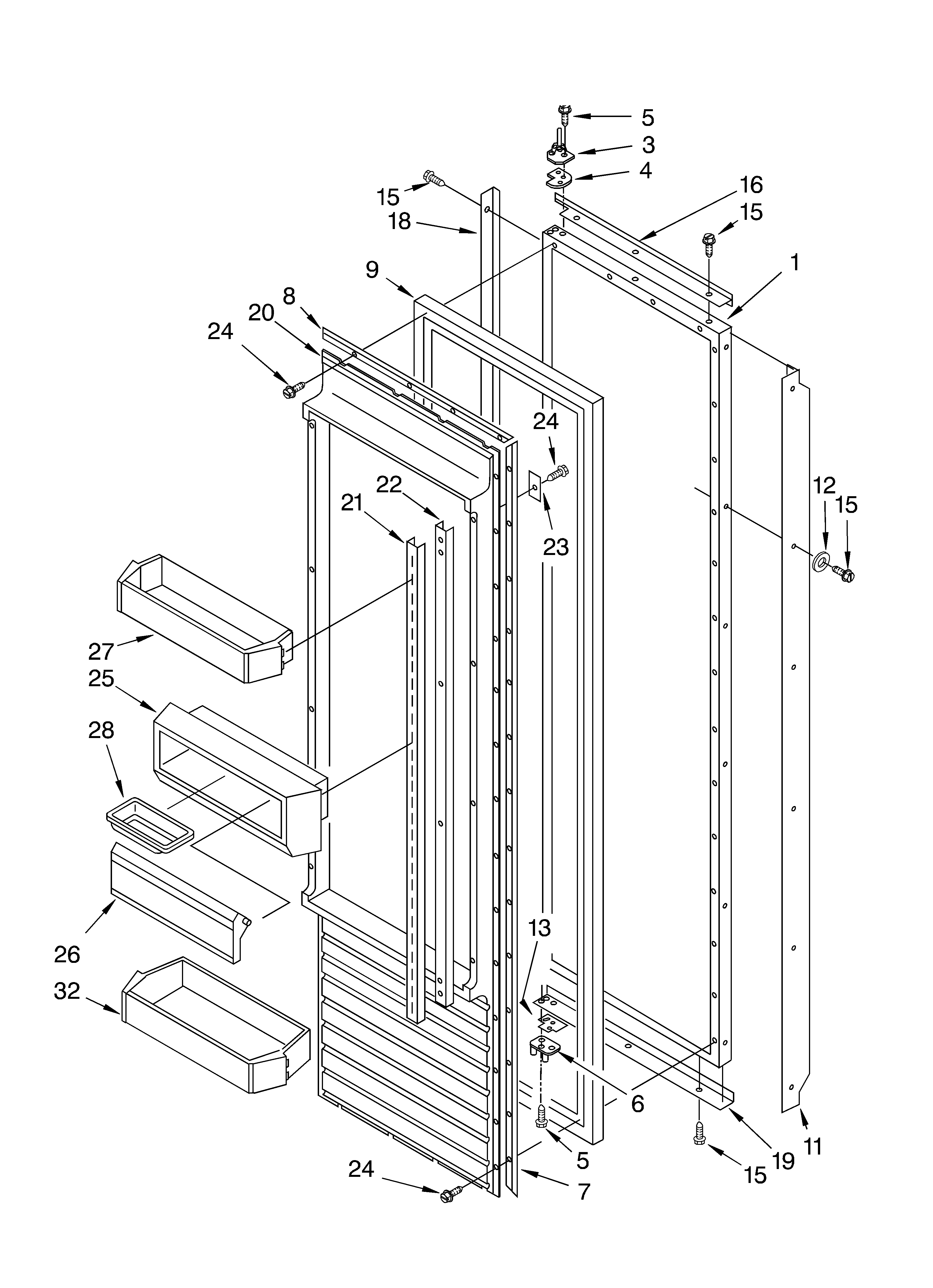 KitchenAid KSSS42QKB02 refrigerator door parts diagram