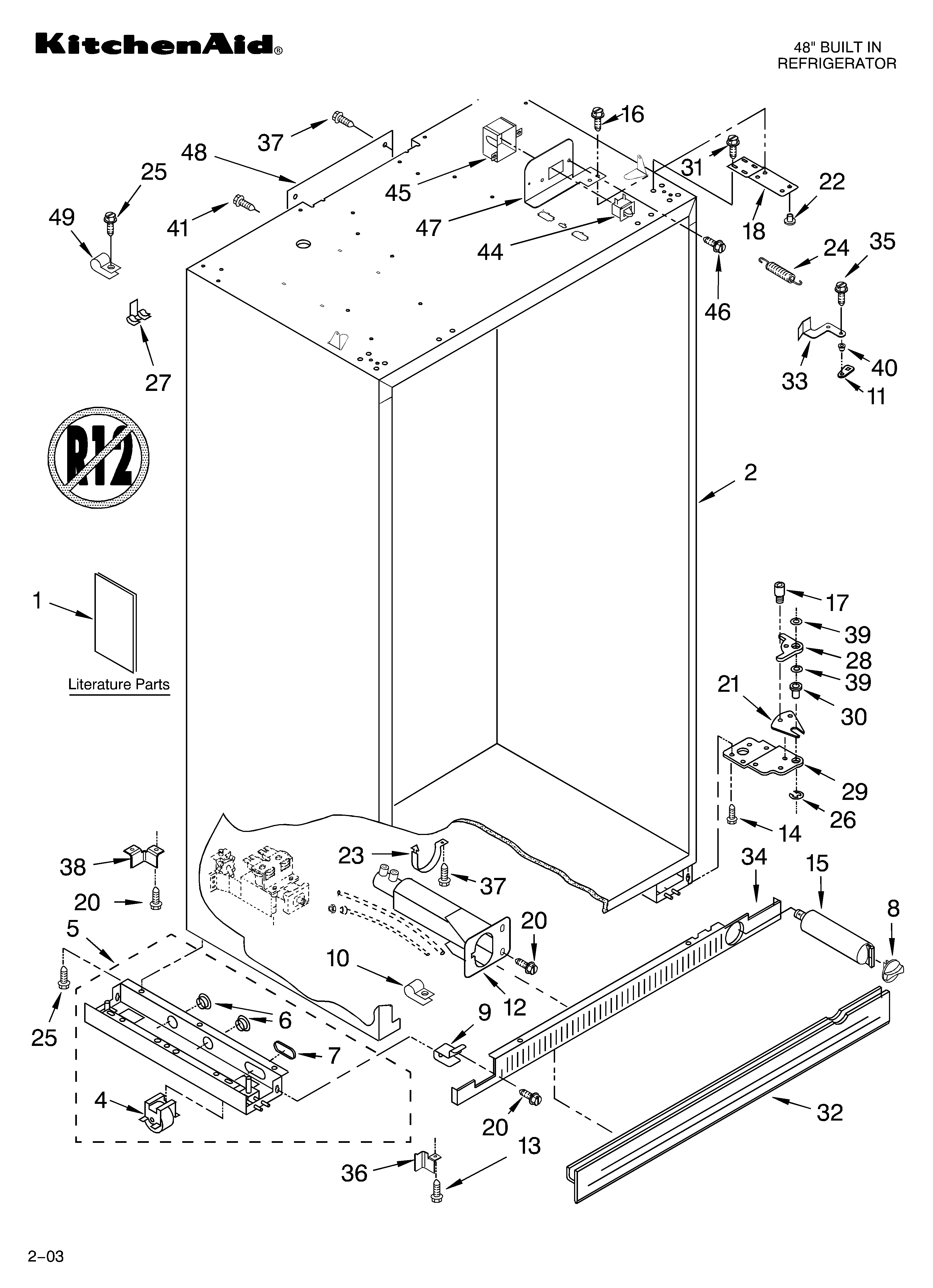 KitchenAid KSSS48FKX02 cabinet parts diagram