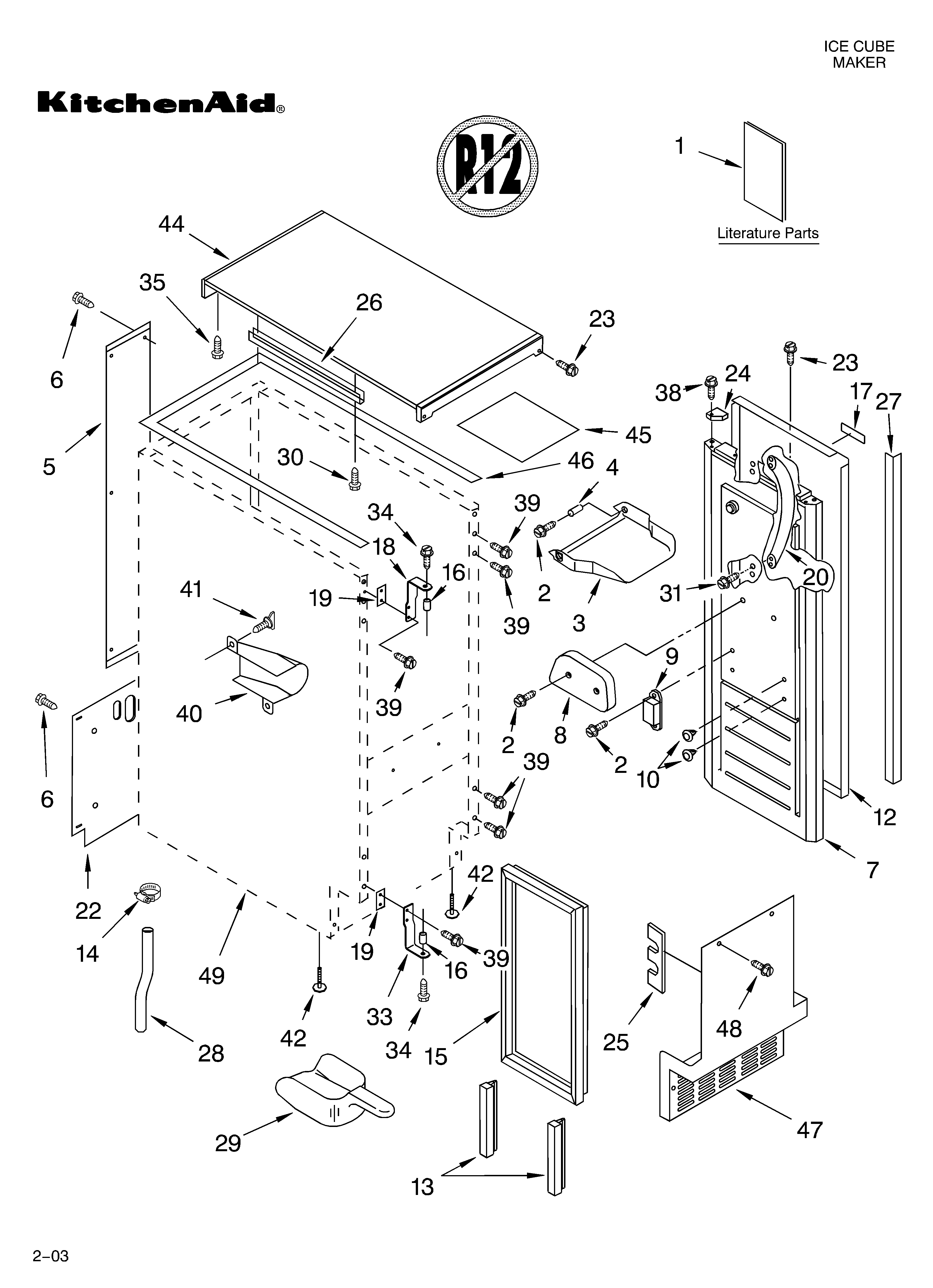 KitchenAid KUIA15NLHS4 cabinet liner and door parts diagram