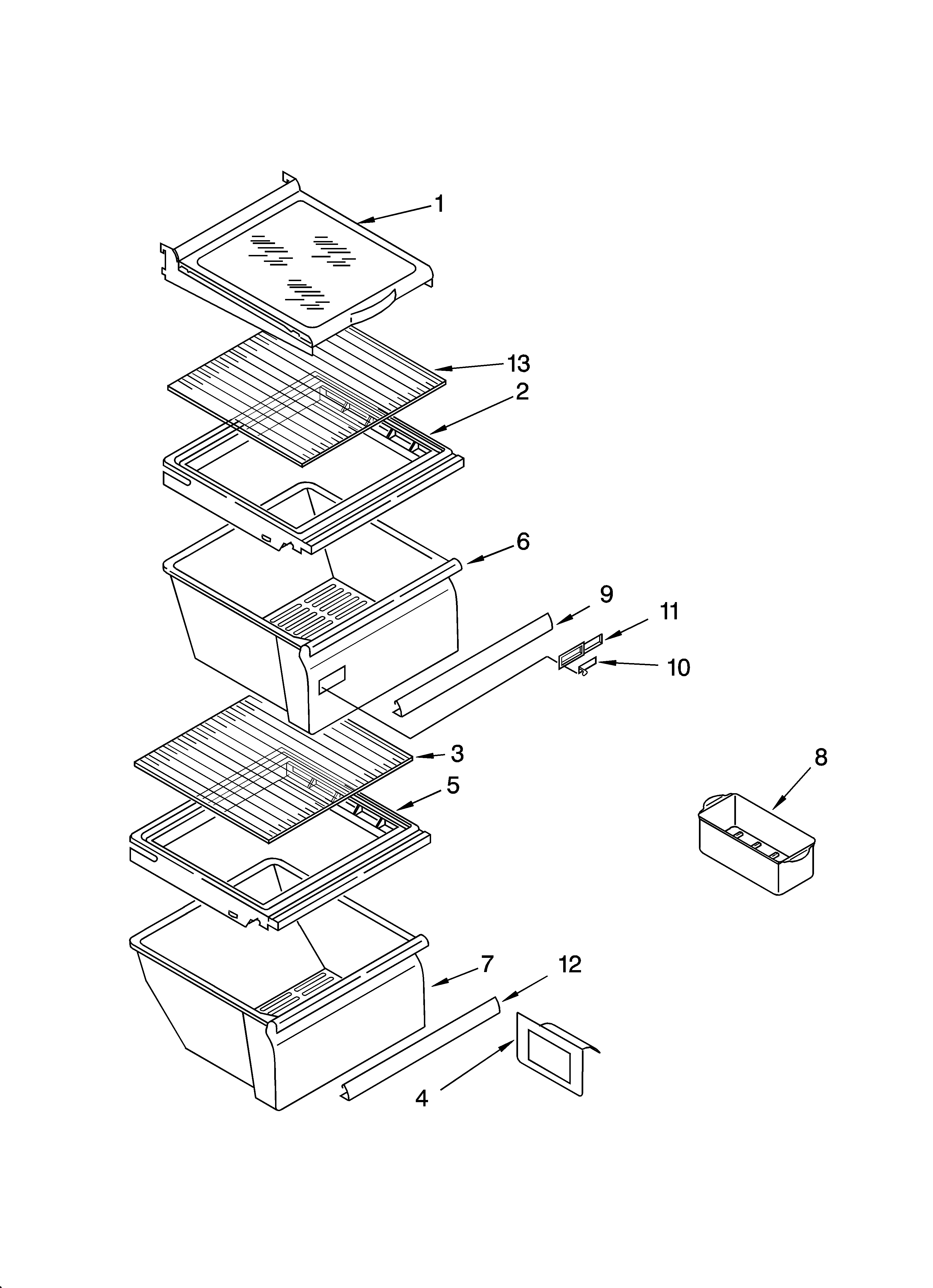 Whirlpool ED2NHGXMQ10 refrigerator shelf parts diagram