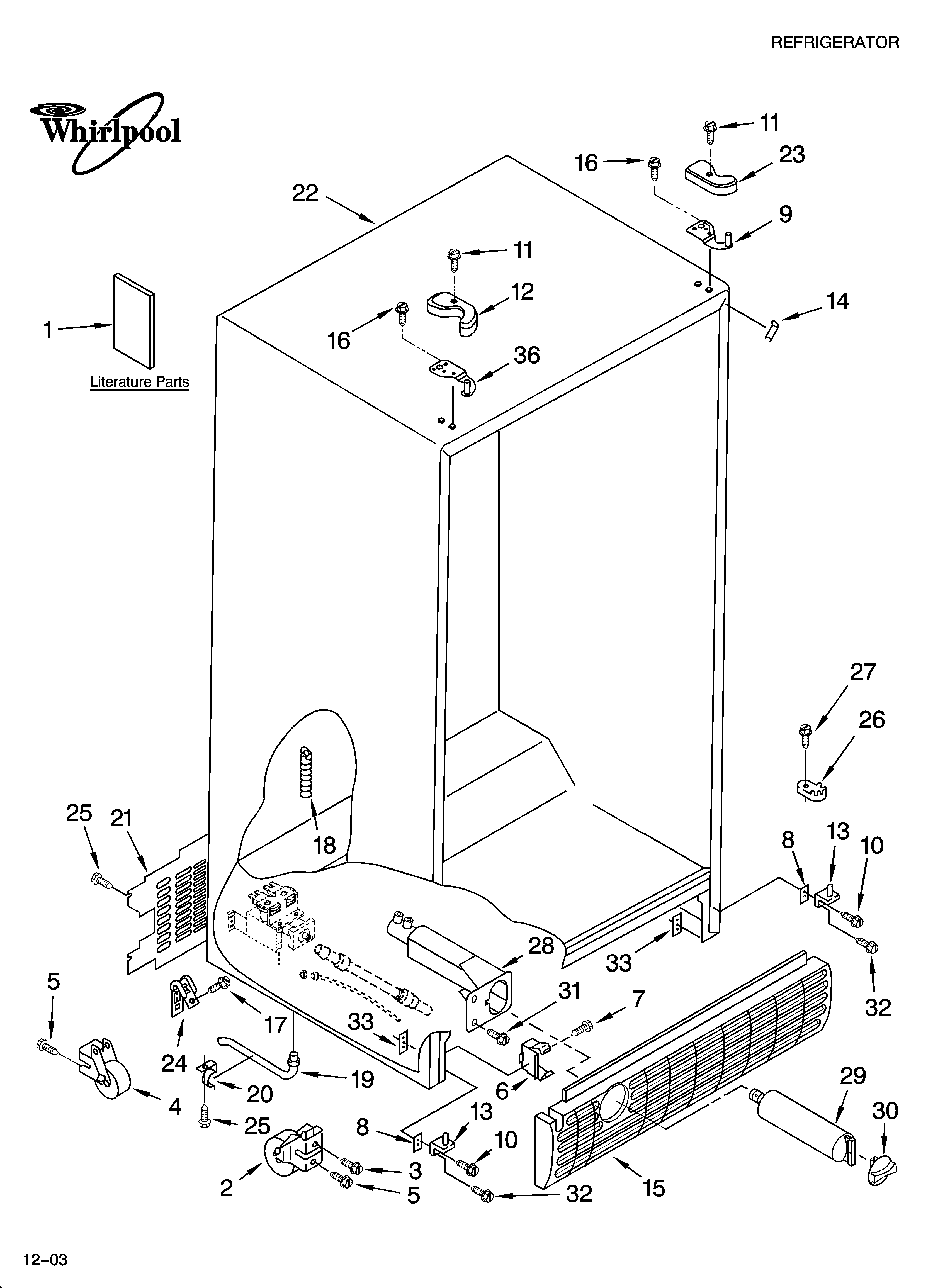 Whirlpool ED5SHAXMQ10 cabinet parts diagram
