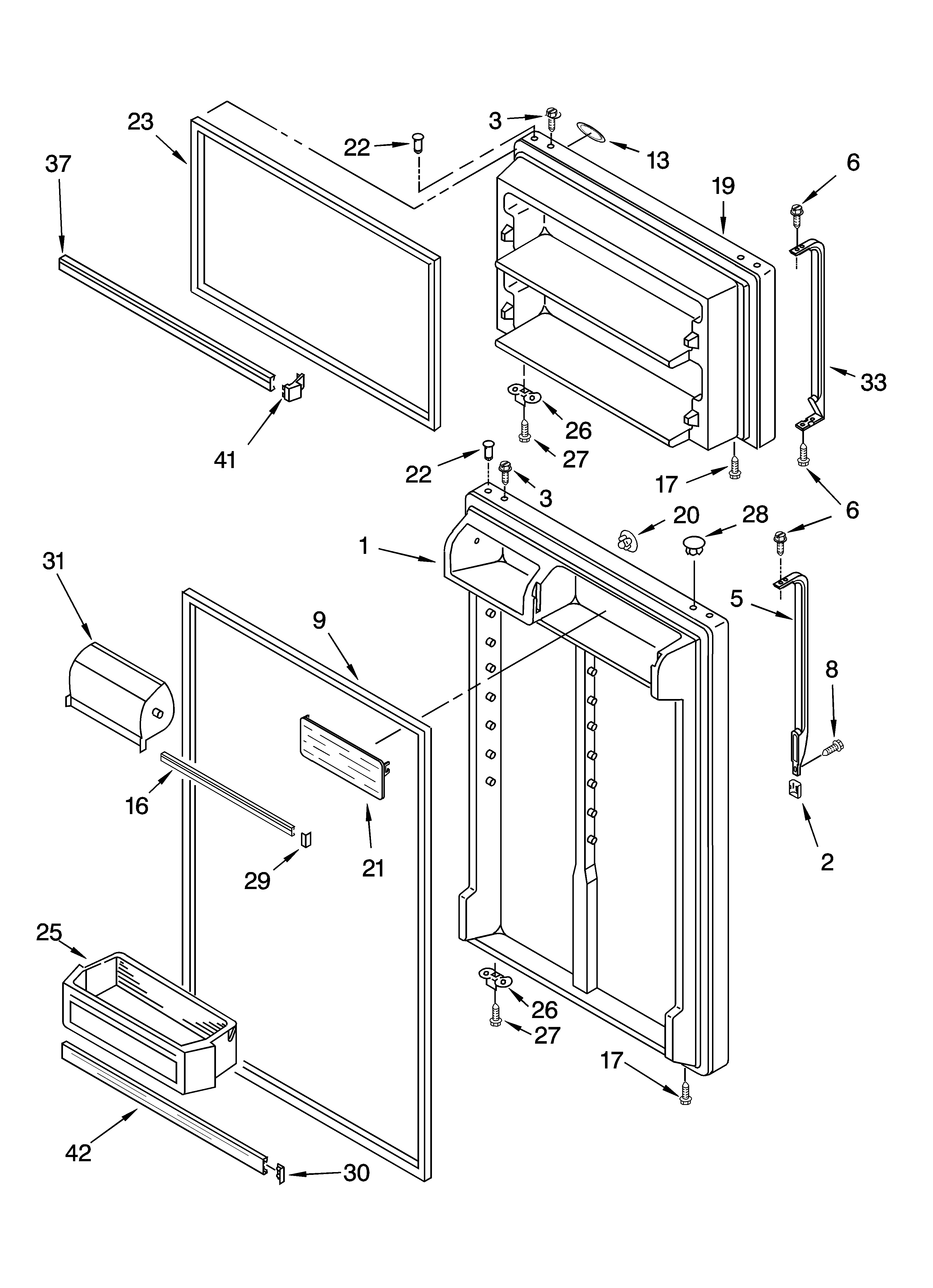 Whirlpool ET1FHTXMQ01 door parts diagram