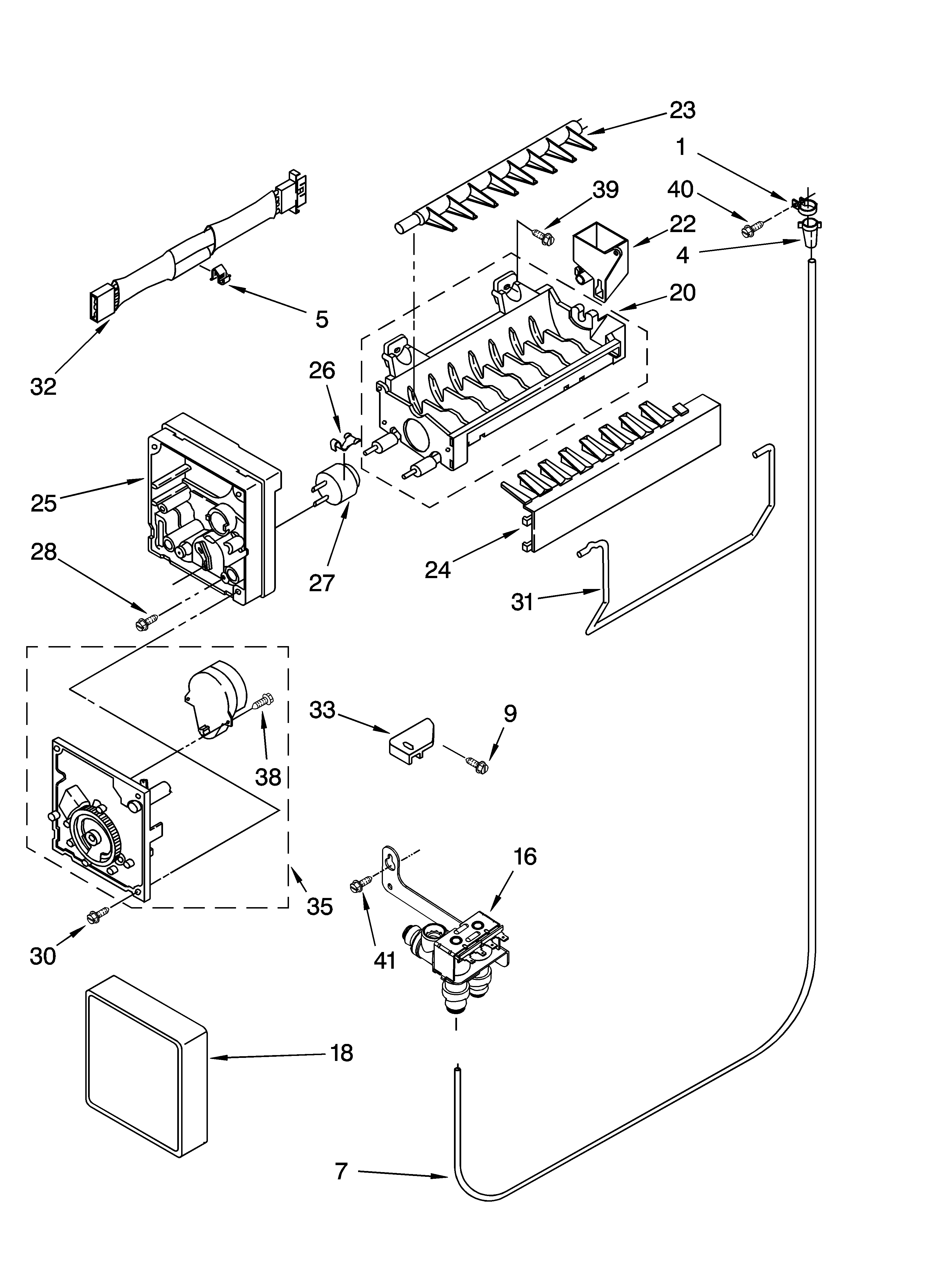 Whirlpool ET1FHTXMQ01 icemaker parts diagram