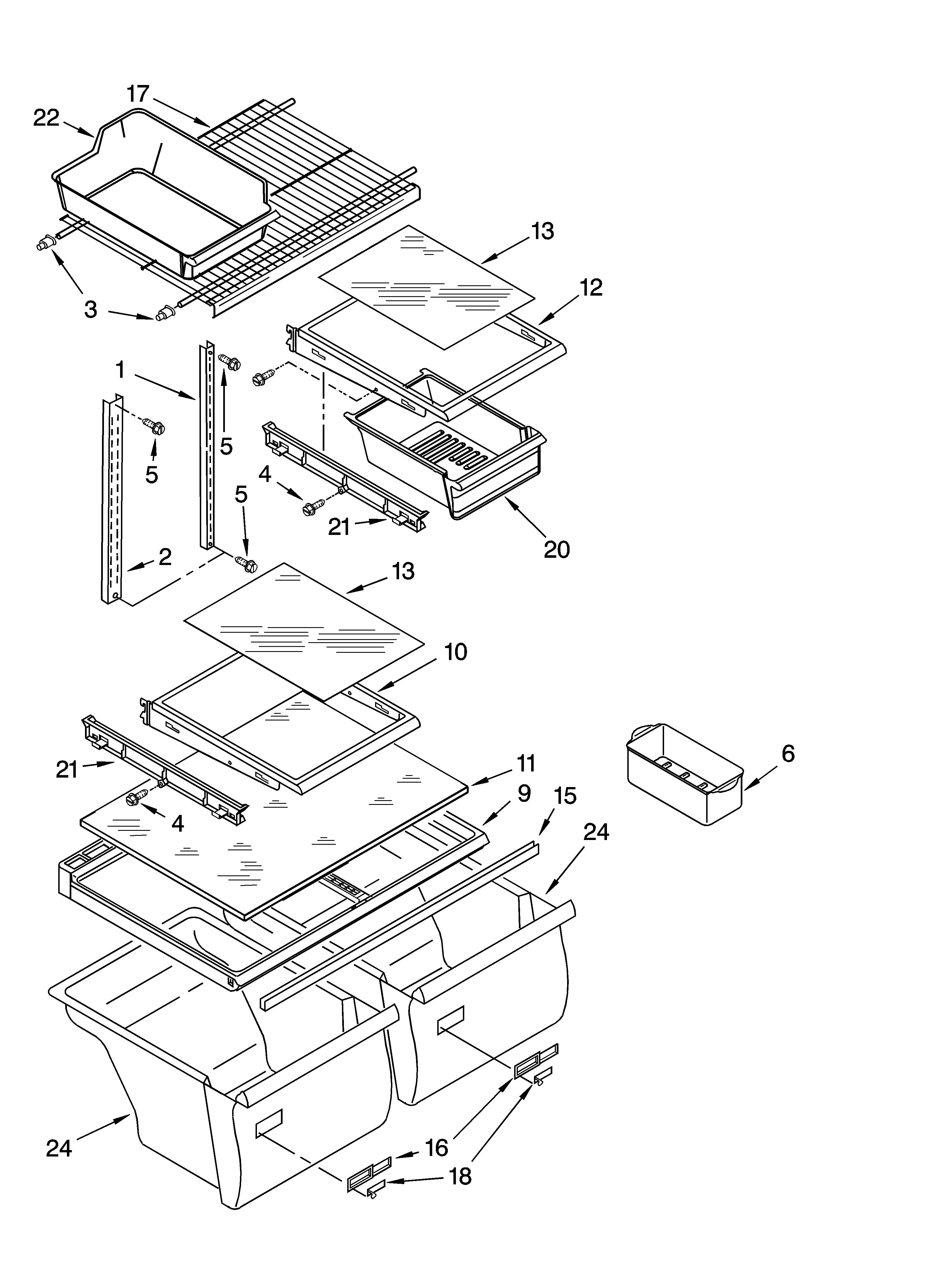 Whirlpool ET1FHTXMQ01 shelf parts diagram