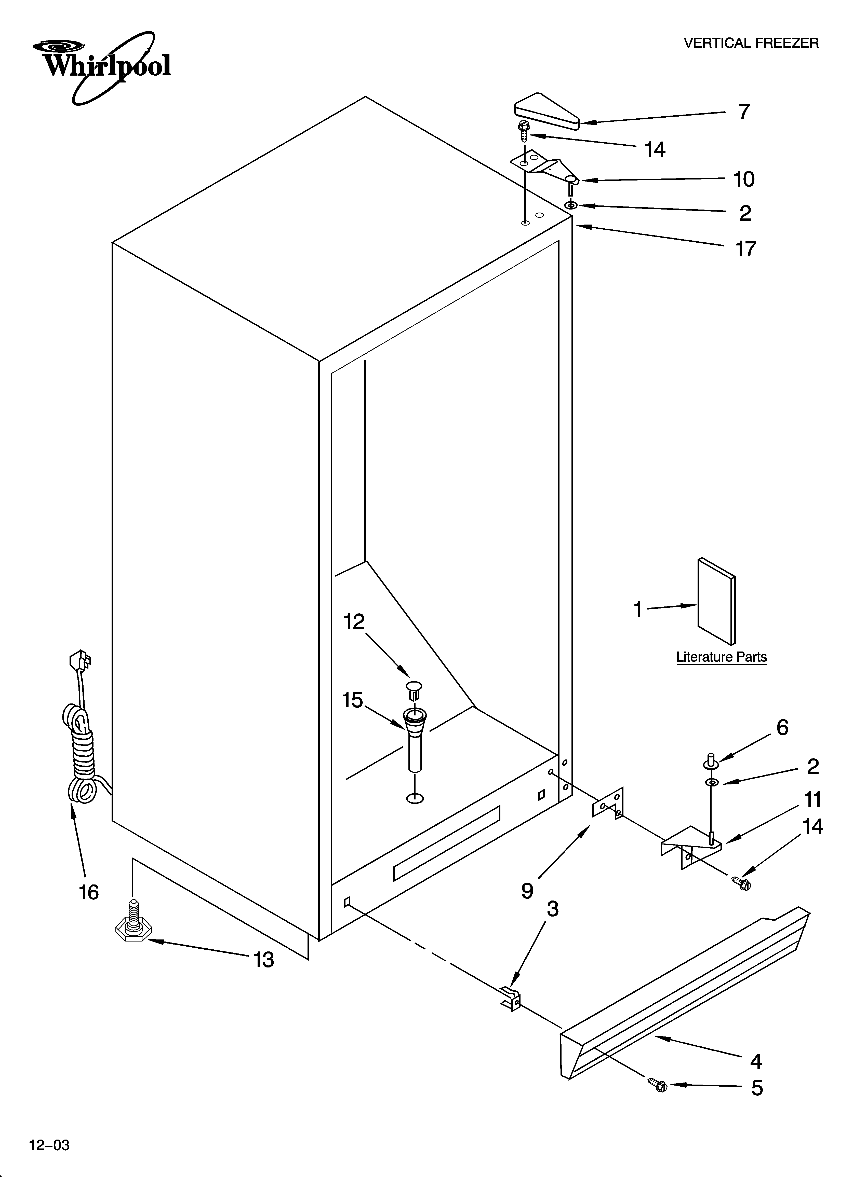 Whirlpool EV120FXKQ05 cabinet parts diagram