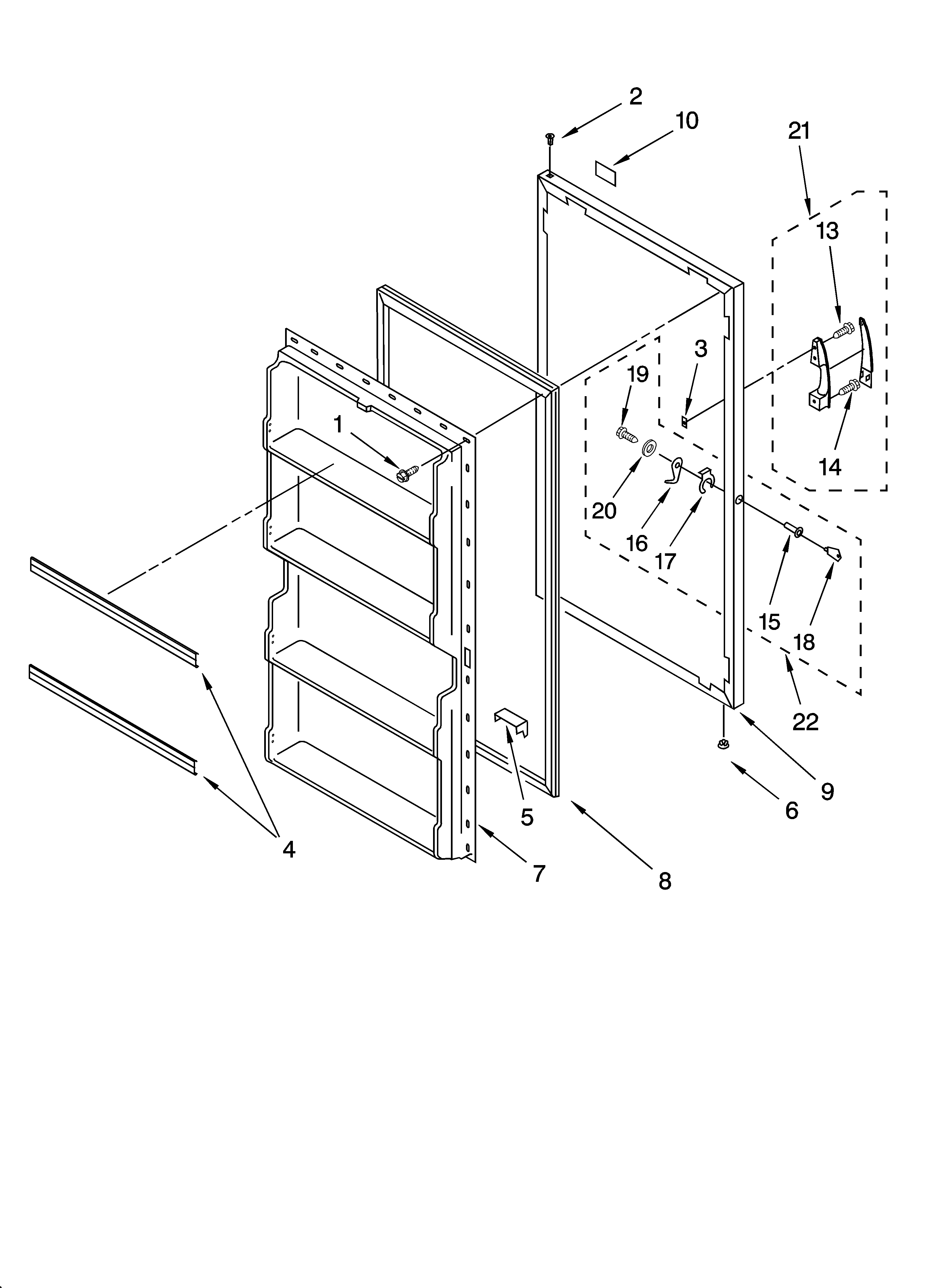 Whirlpool EV120FXKQ05 door parts diagram