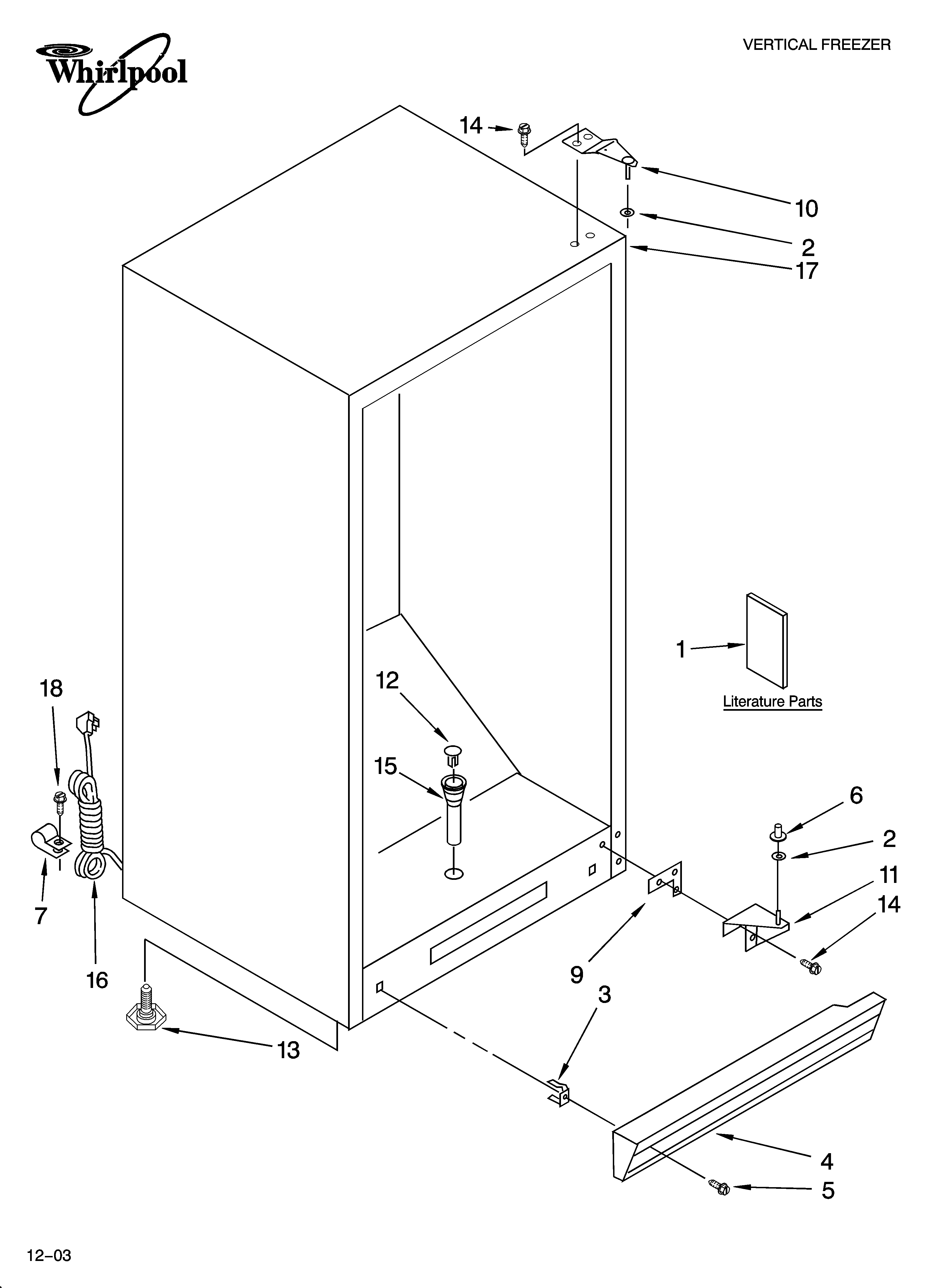 Whirlpool EV200FXMQ00 cabinet parts diagram