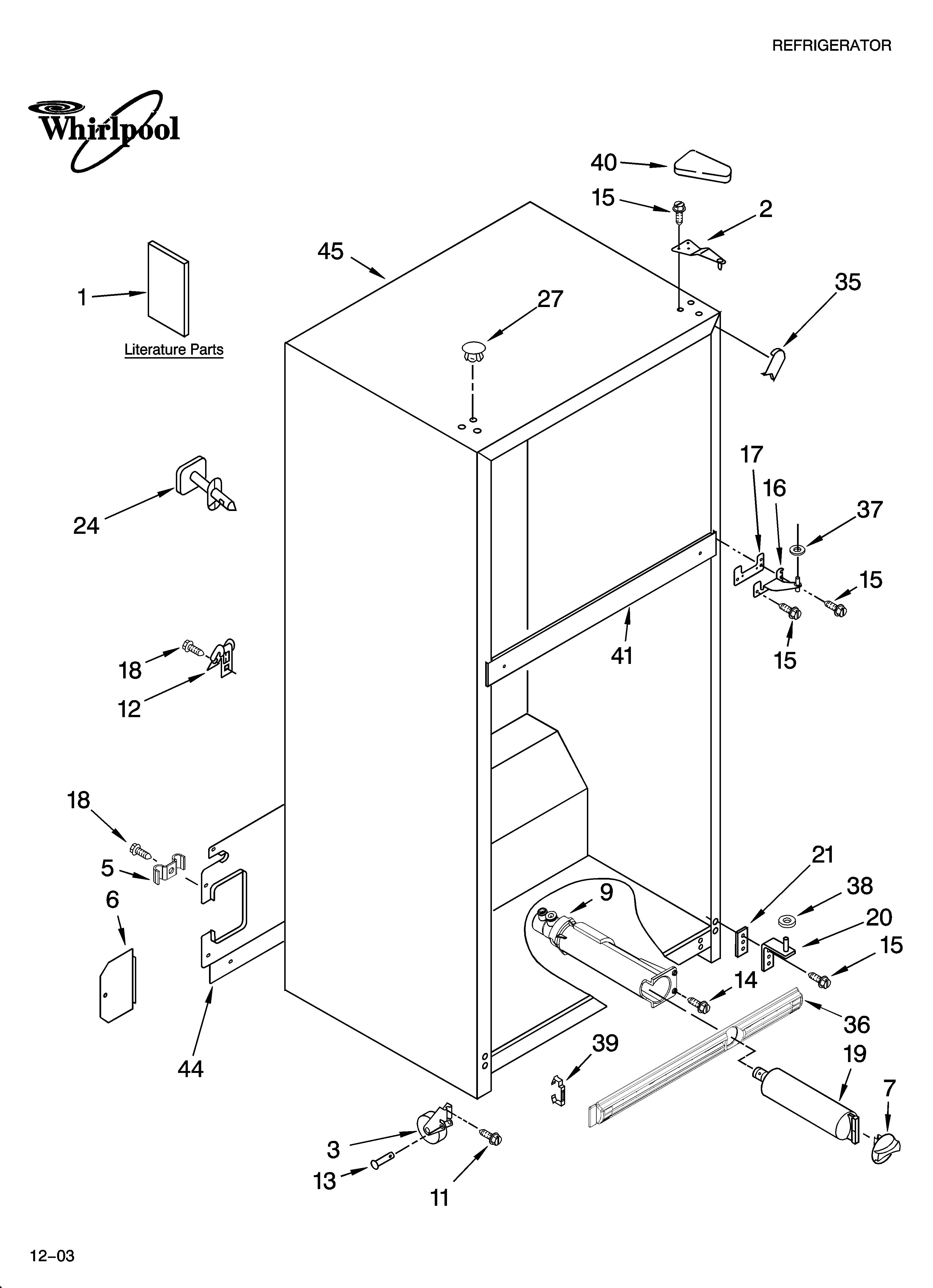 Whirlpool GR2SHTXMS01 cabinet parts diagram