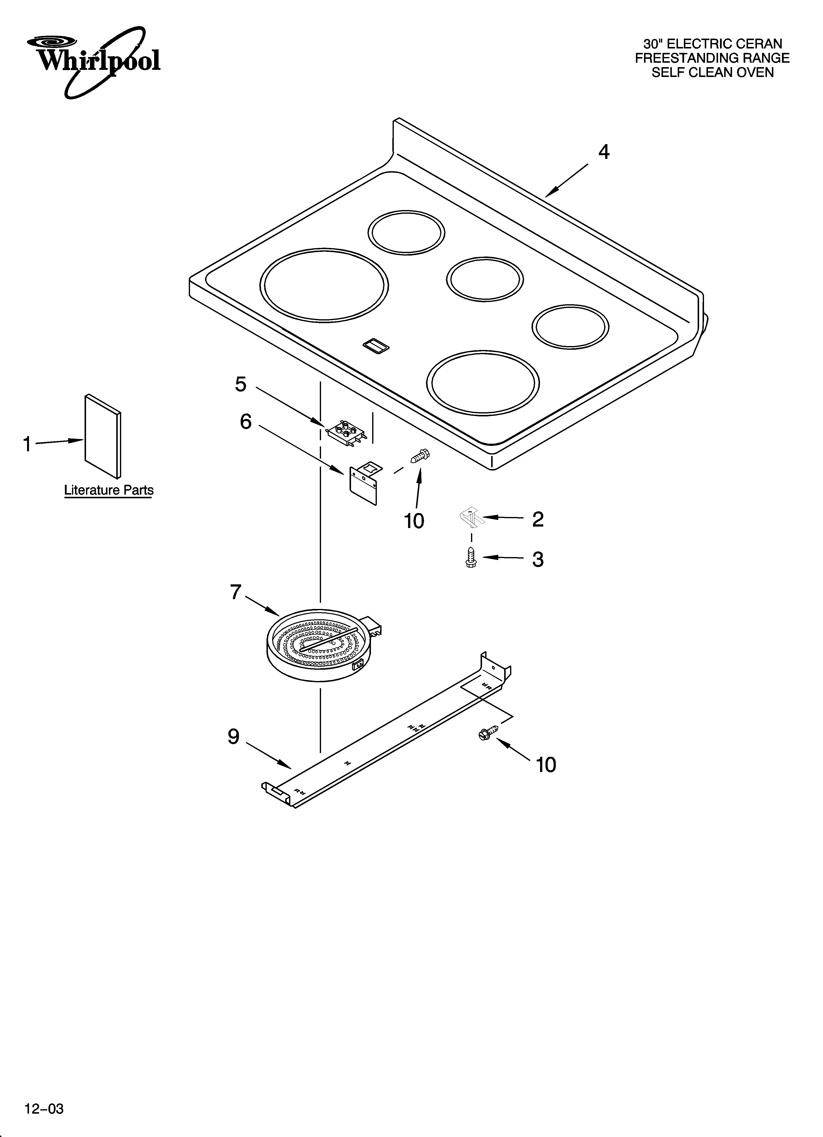 Whirlpool GR470LXMP0 cooktop parts diagram