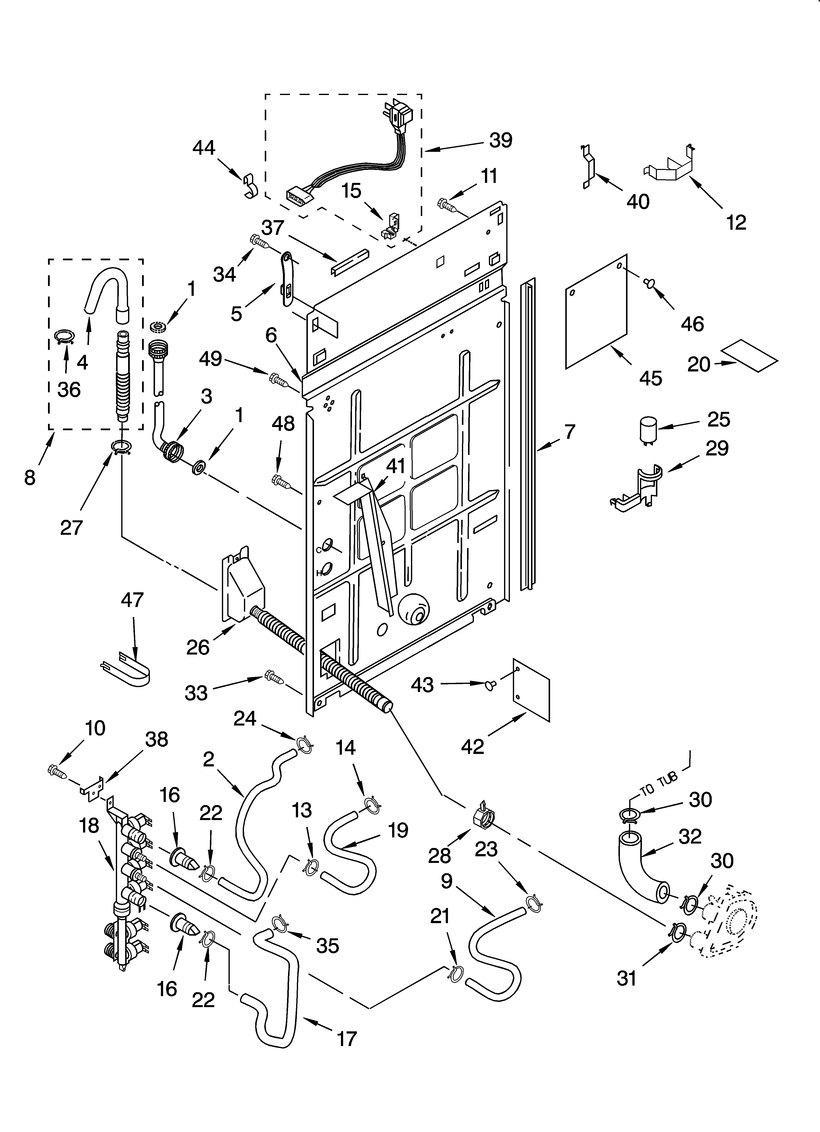 KitchenAid KAWS850LE1 rear panel parts diagram