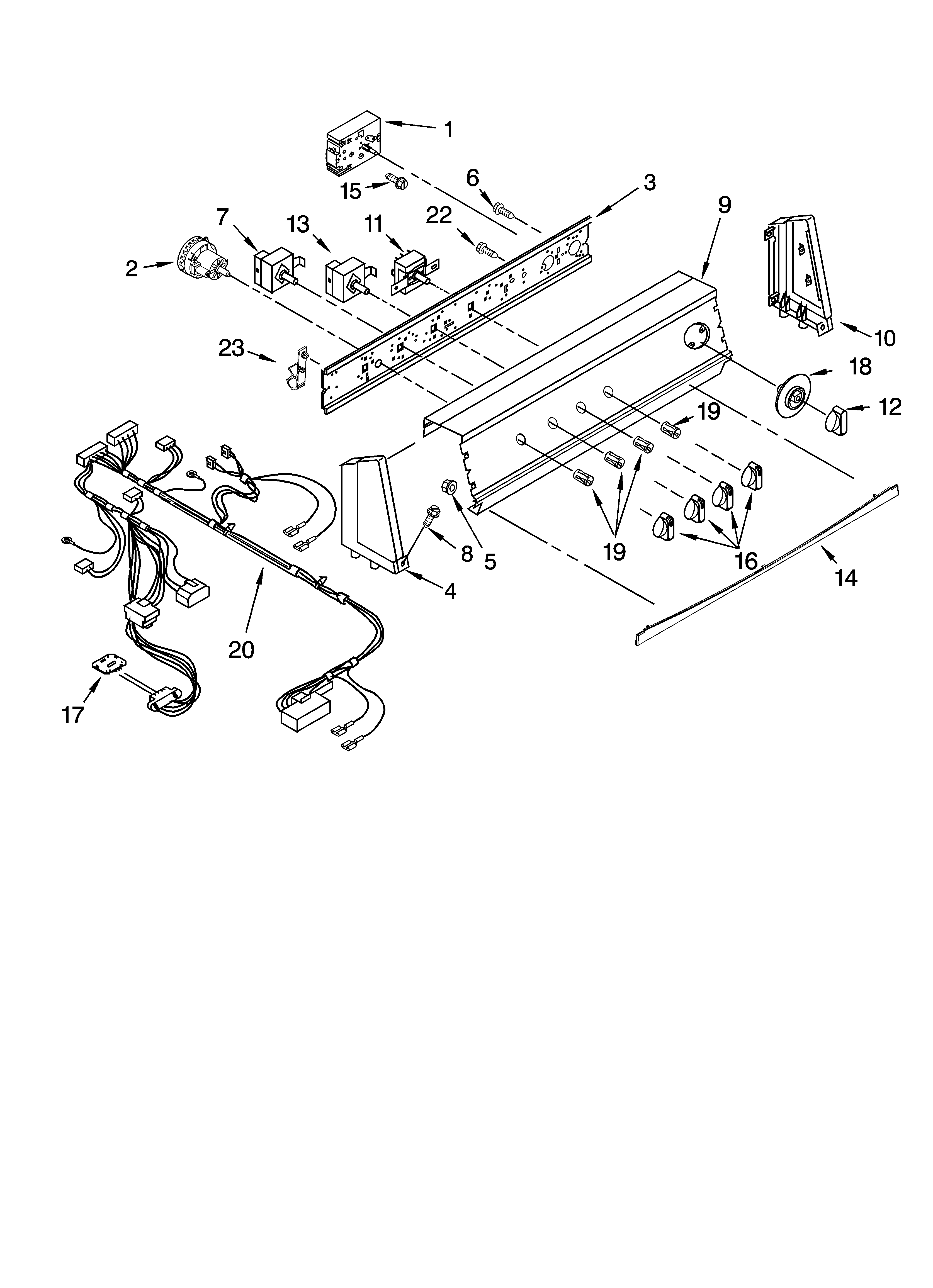 KitchenAid KAWS850LE1 control panel parts diagram