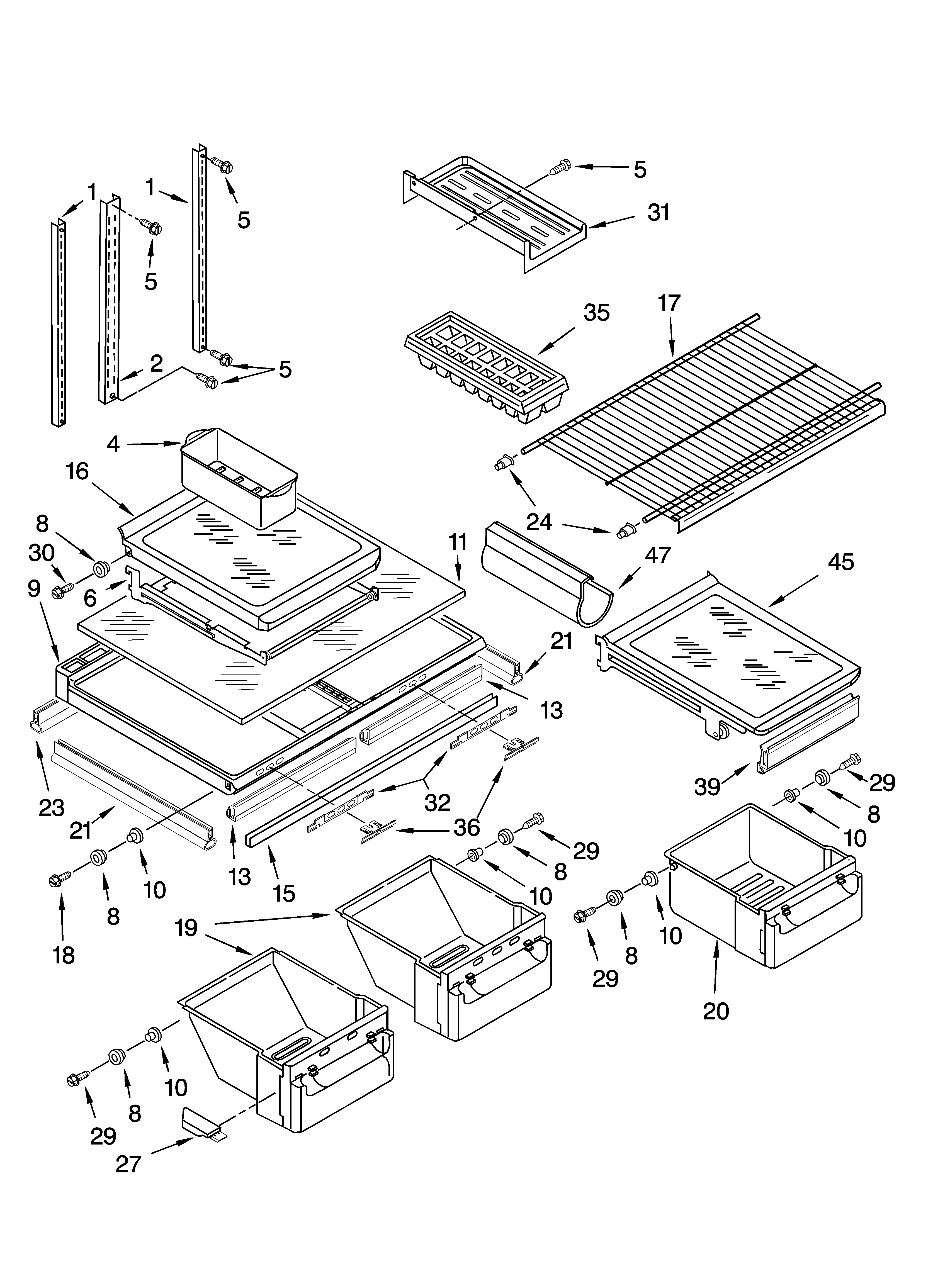KitchenAid KTRC22KMBT01 shelf parts diagram