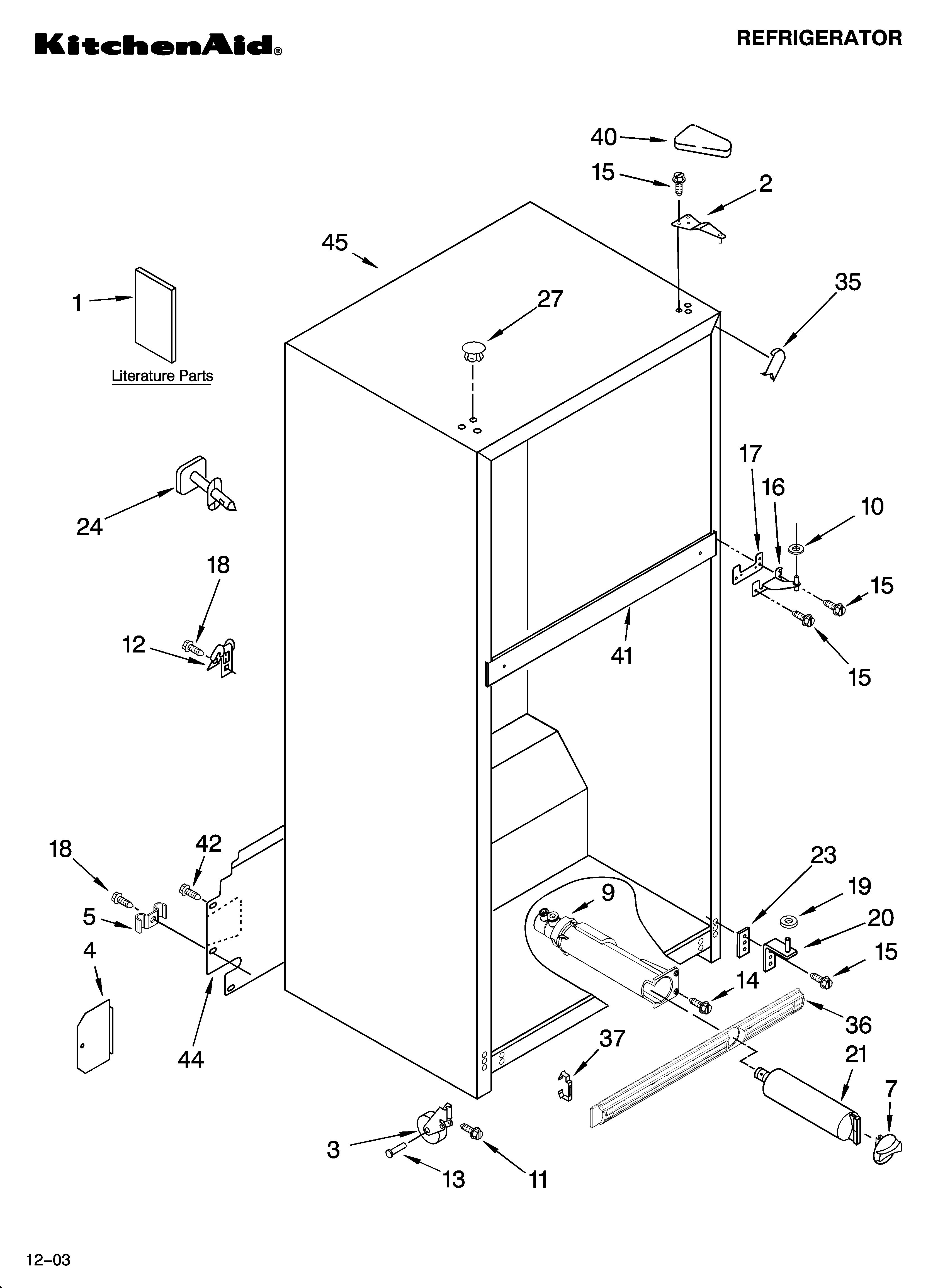KitchenAid KTRS22EMWH01 cabinet parts diagram