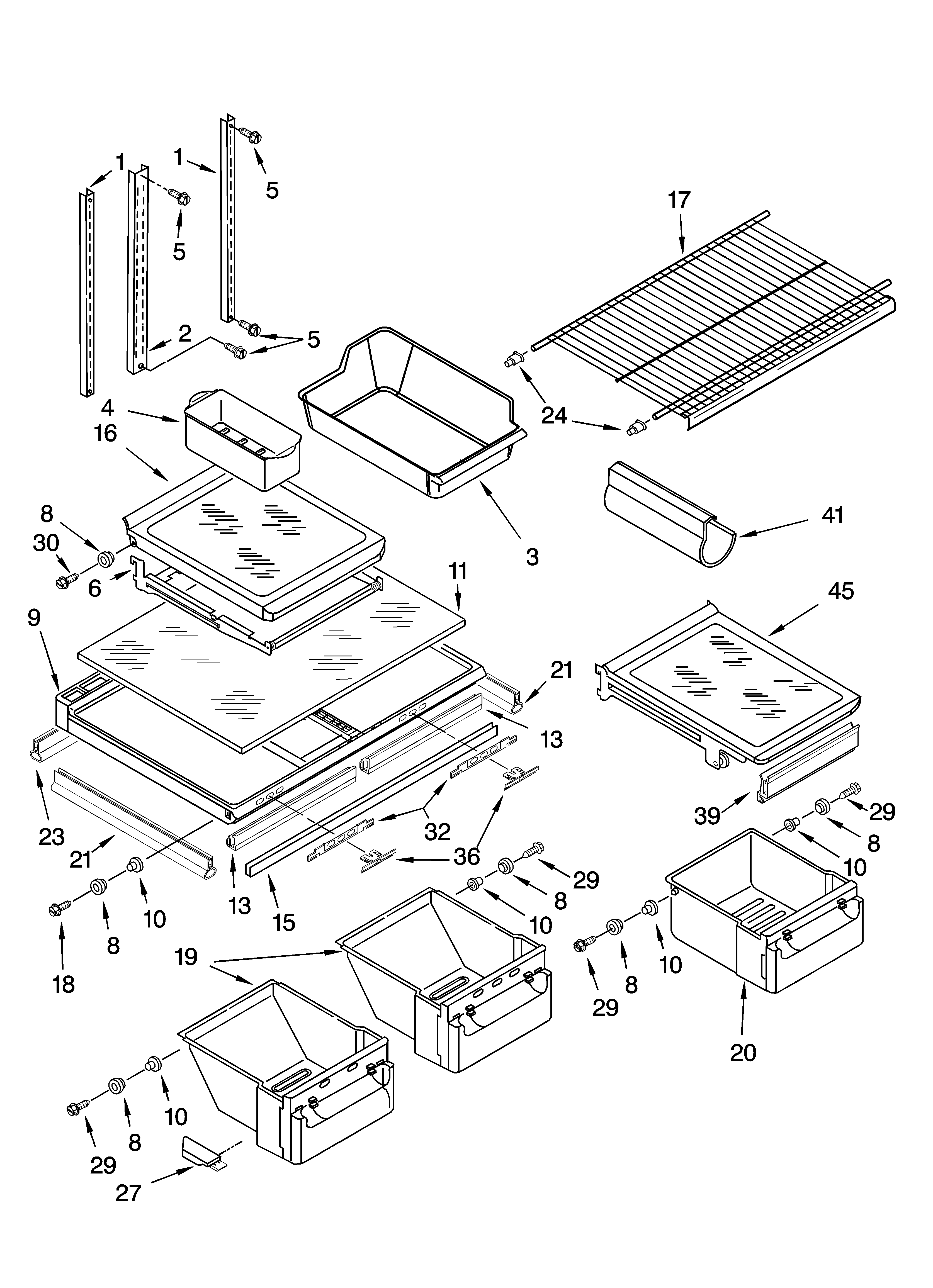 KitchenAid KTRS22EMWH01 shelf parts diagram