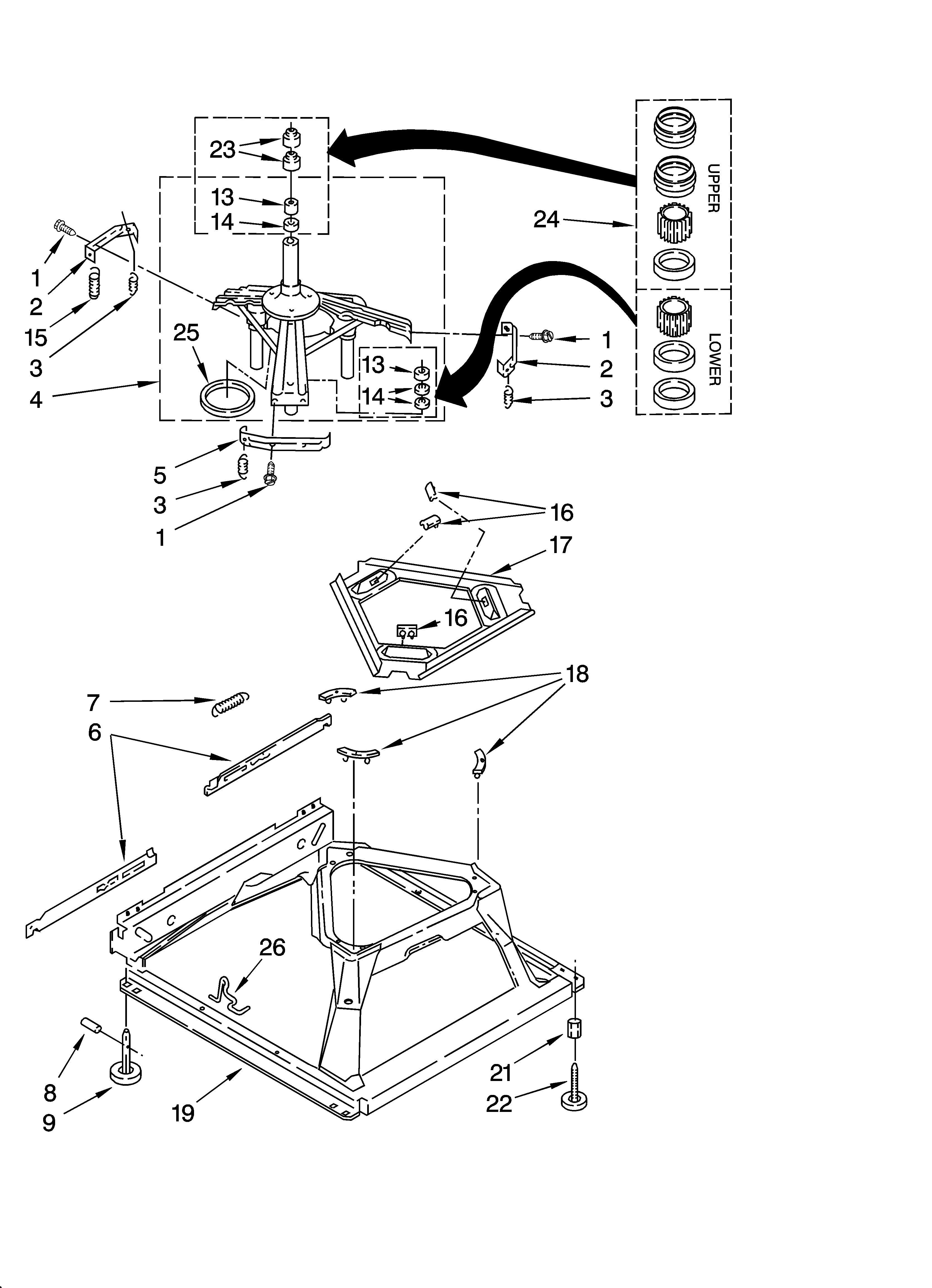 Roper RAX7244KQ2 machine base parts diagram