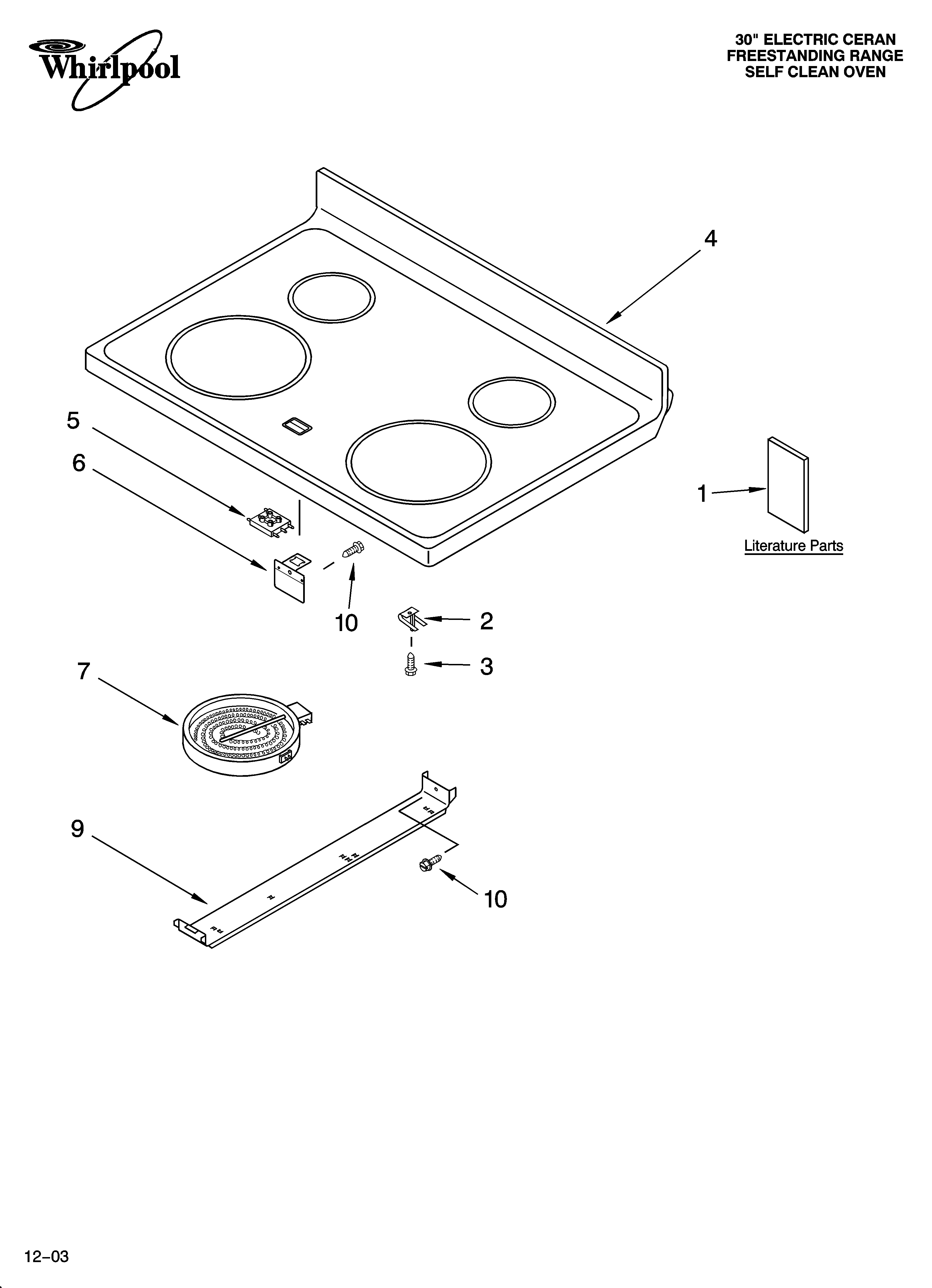 Whirlpool RF368LXMS0 cooktop parts diagram