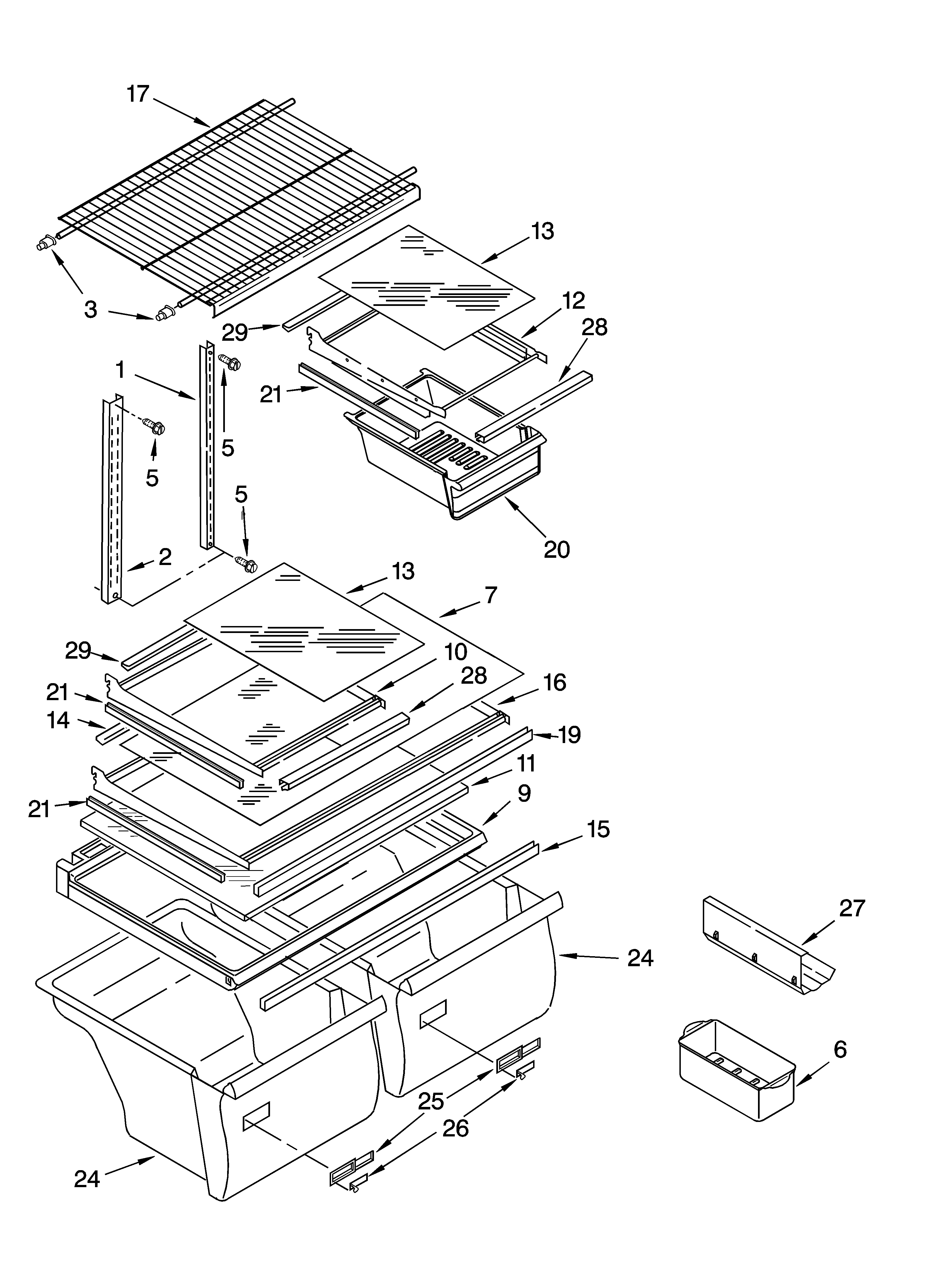 Kirkland ST21HPXPQ00 shelf parts, optional parts diagram