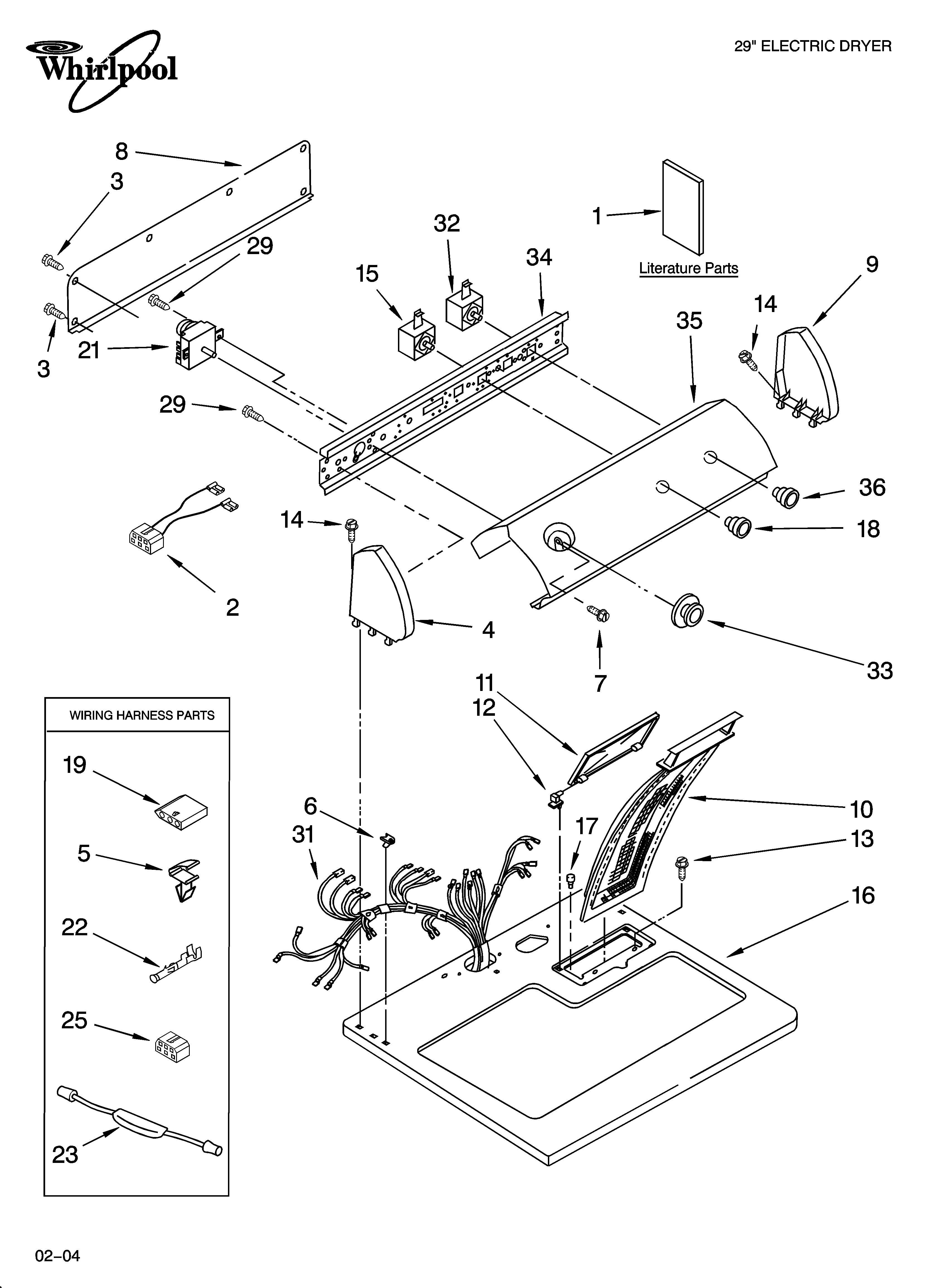 Whirlpool 3HLER5437JQ2 top and console parts diagram