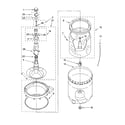 Whirlpool 3XLBR5432JQ2 agitator, basket and tub parts diagram