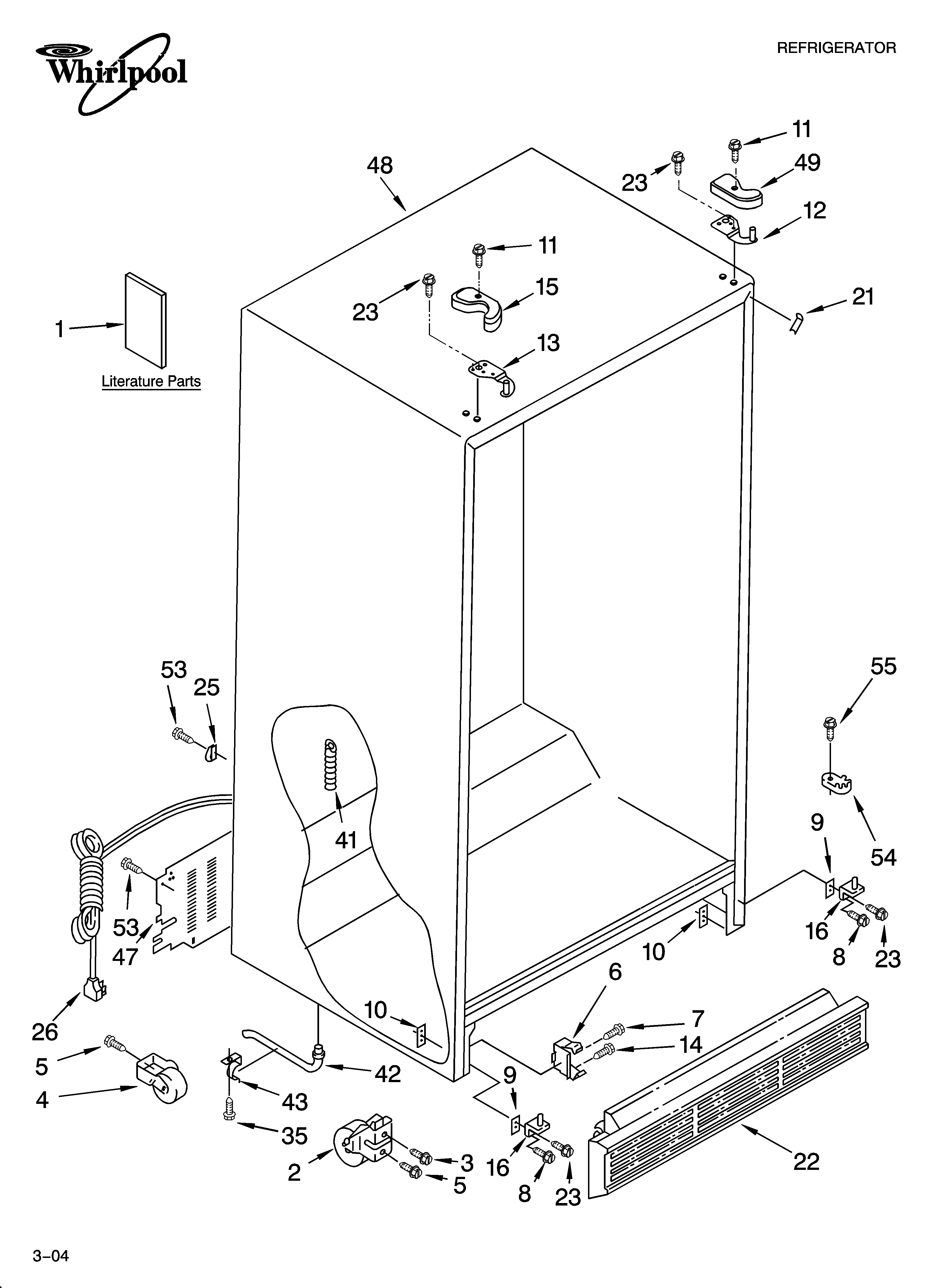 Whirlpool 6ED2FHKXKQ03 cabinet parts diagram