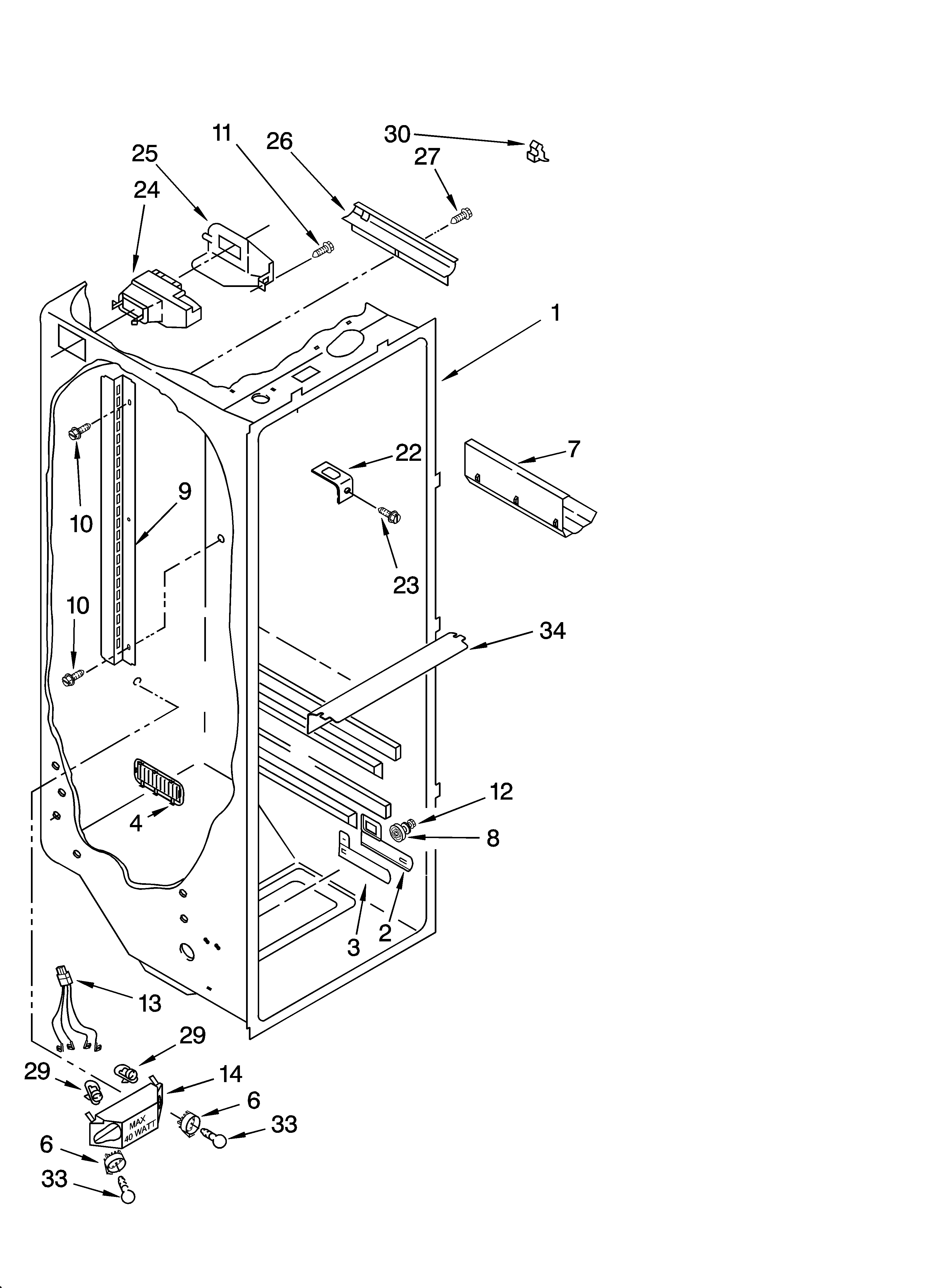 Whirlpool 6ED2FHKXKQ03 refrigerator liner parts diagram