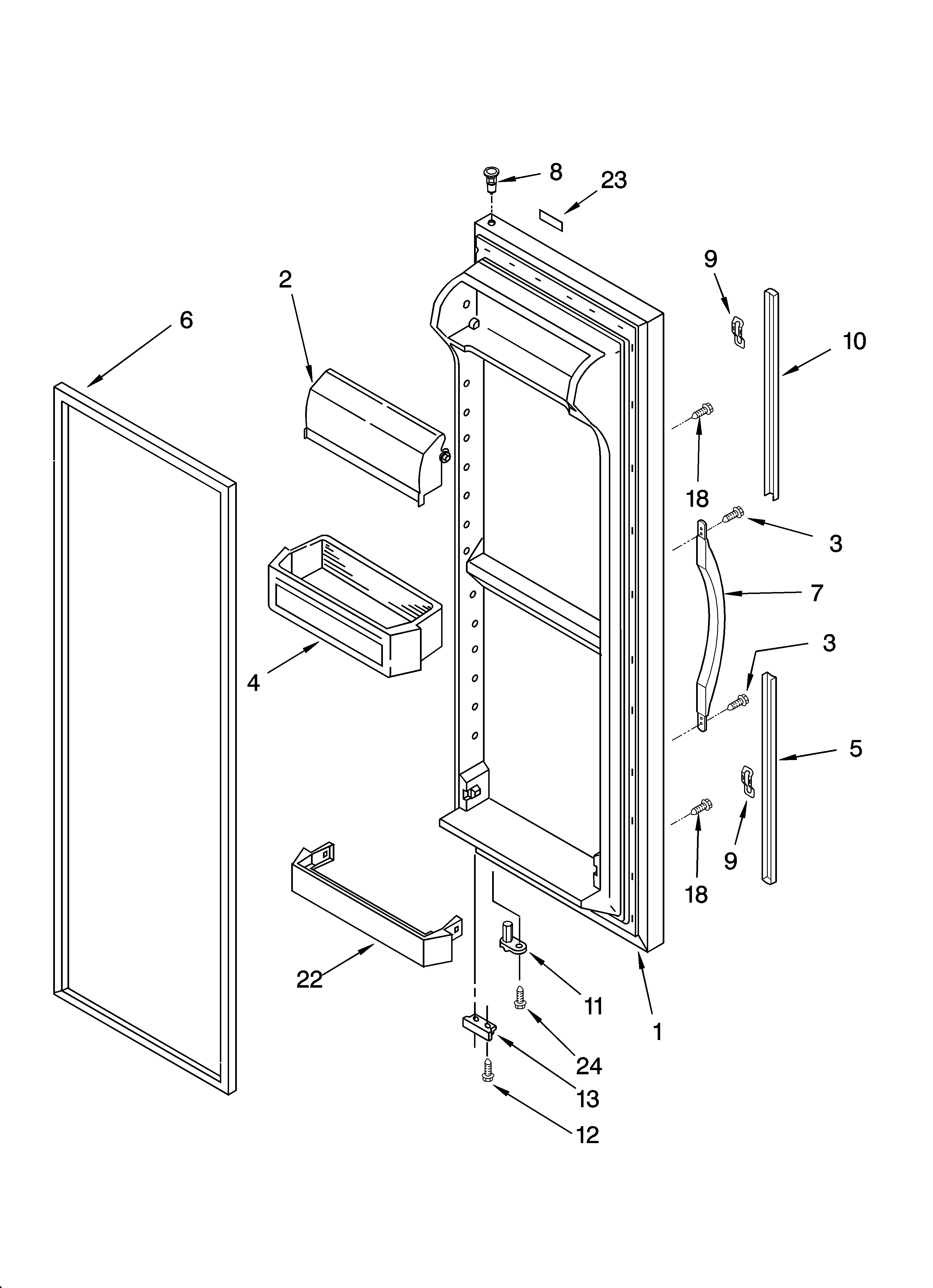 Whirlpool 6ED2FHKXKQ03 refrigerator door parts diagram