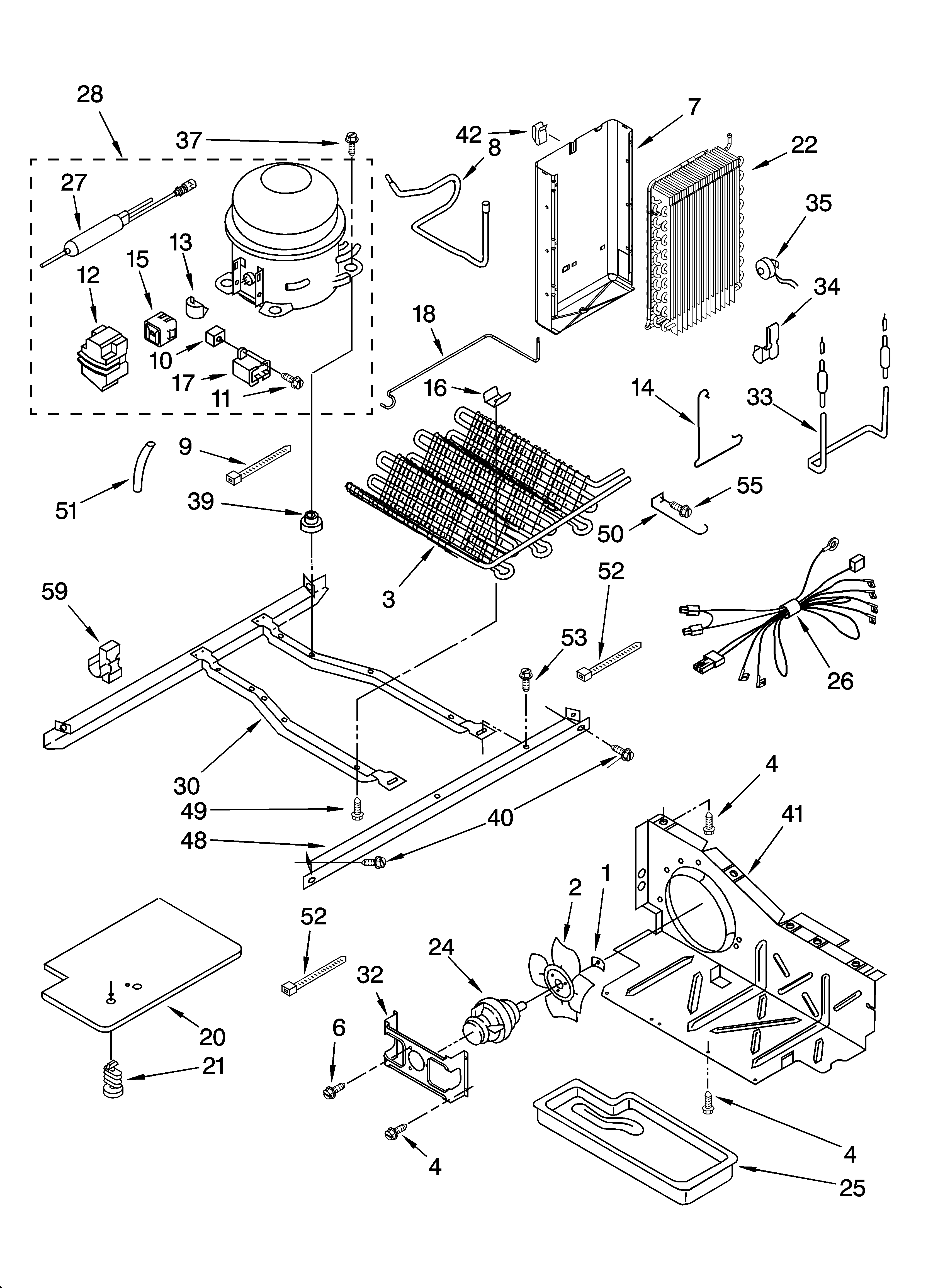 Whirlpool 6ED2FHKXKQ03 unit parts, parts not illustrated diagram
