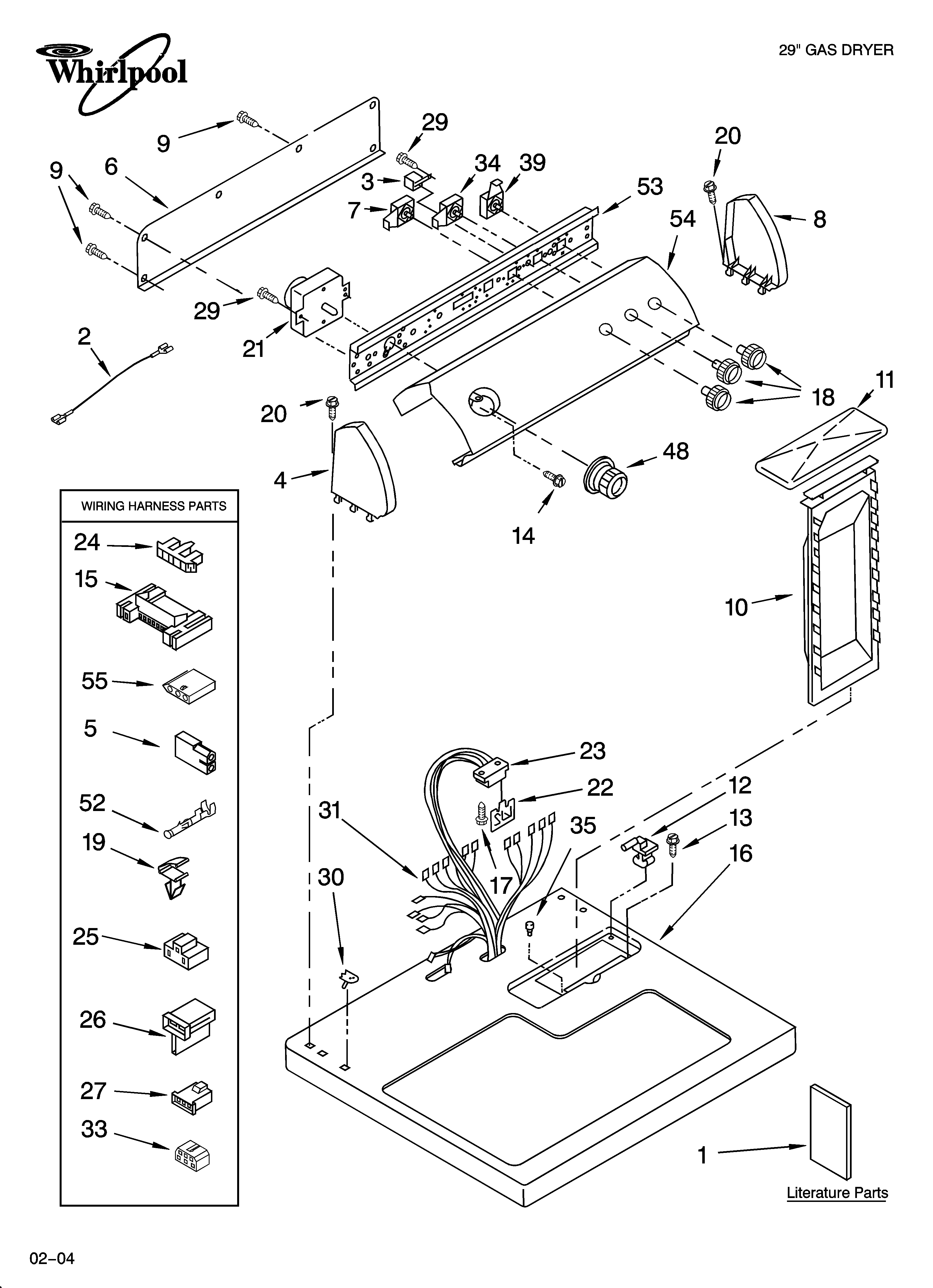Whirlpool 7MLGQ8857JQ6 top and console parts diagram