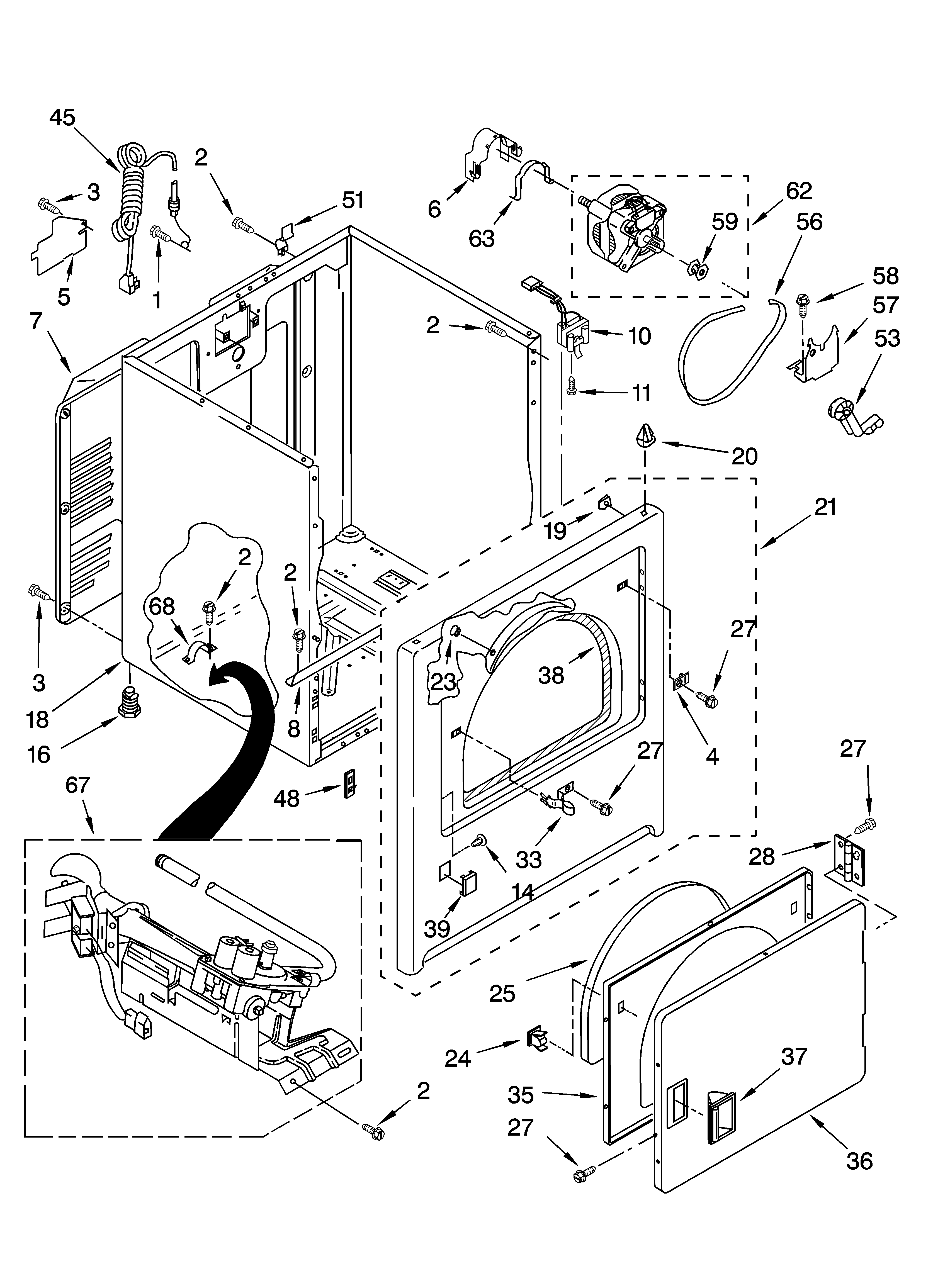 Whirlpool 7MLGQ8857JQ6 cabinet parts diagram