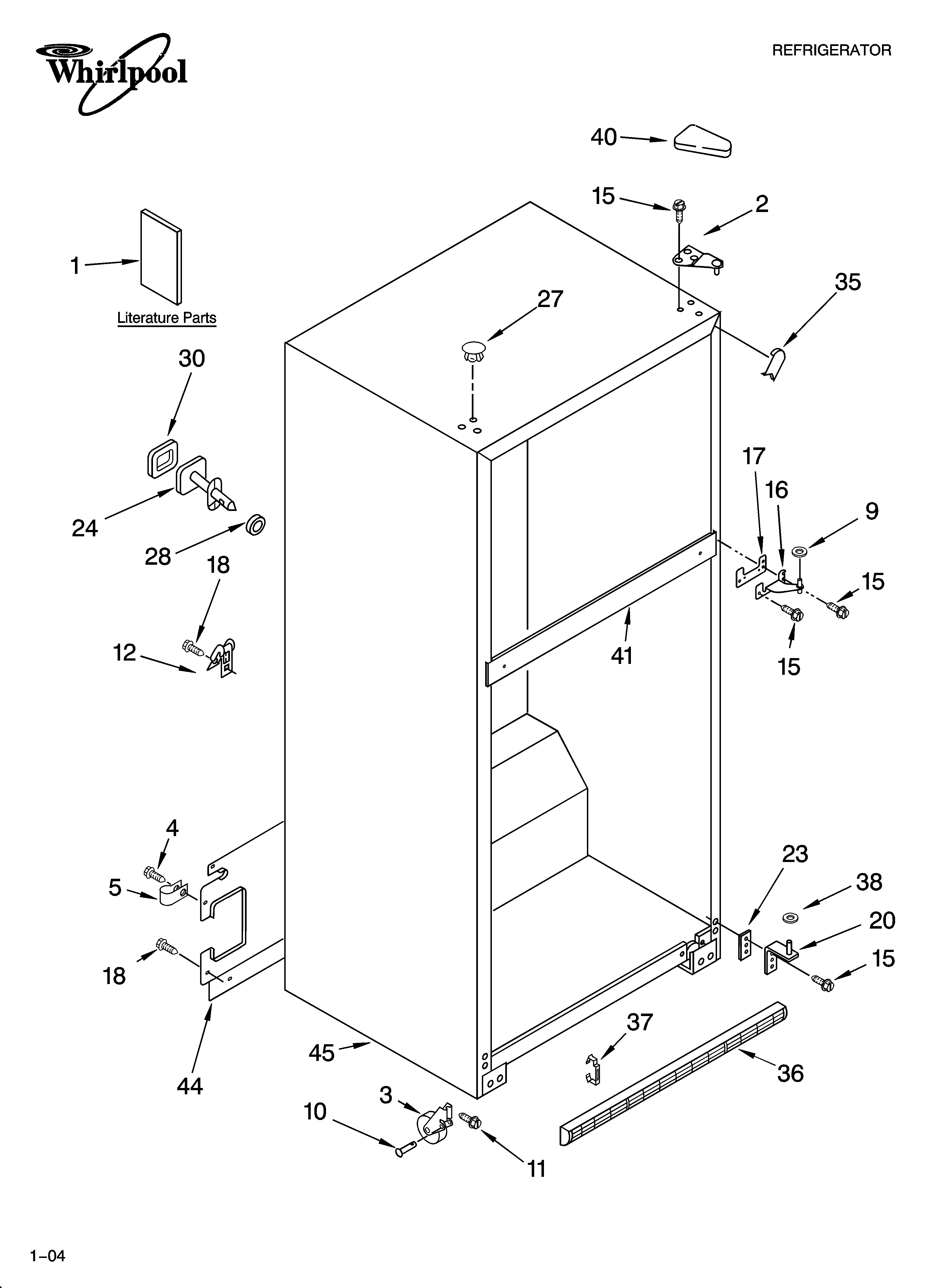Whirlpool ET1PHKXPT00 cabinet parts diagram