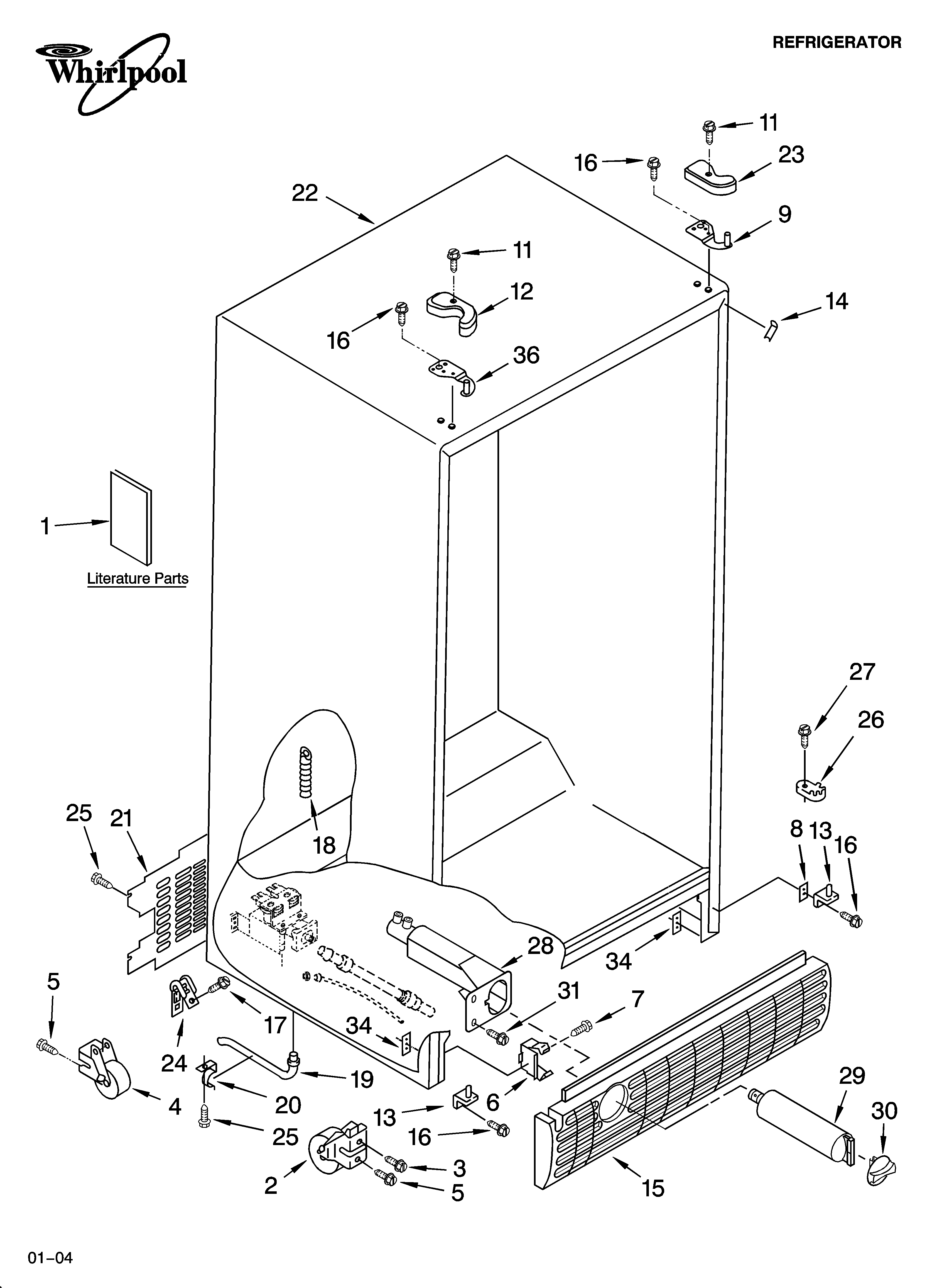 Whirlpool GD5SHAXLT12 cabinet parts diagram