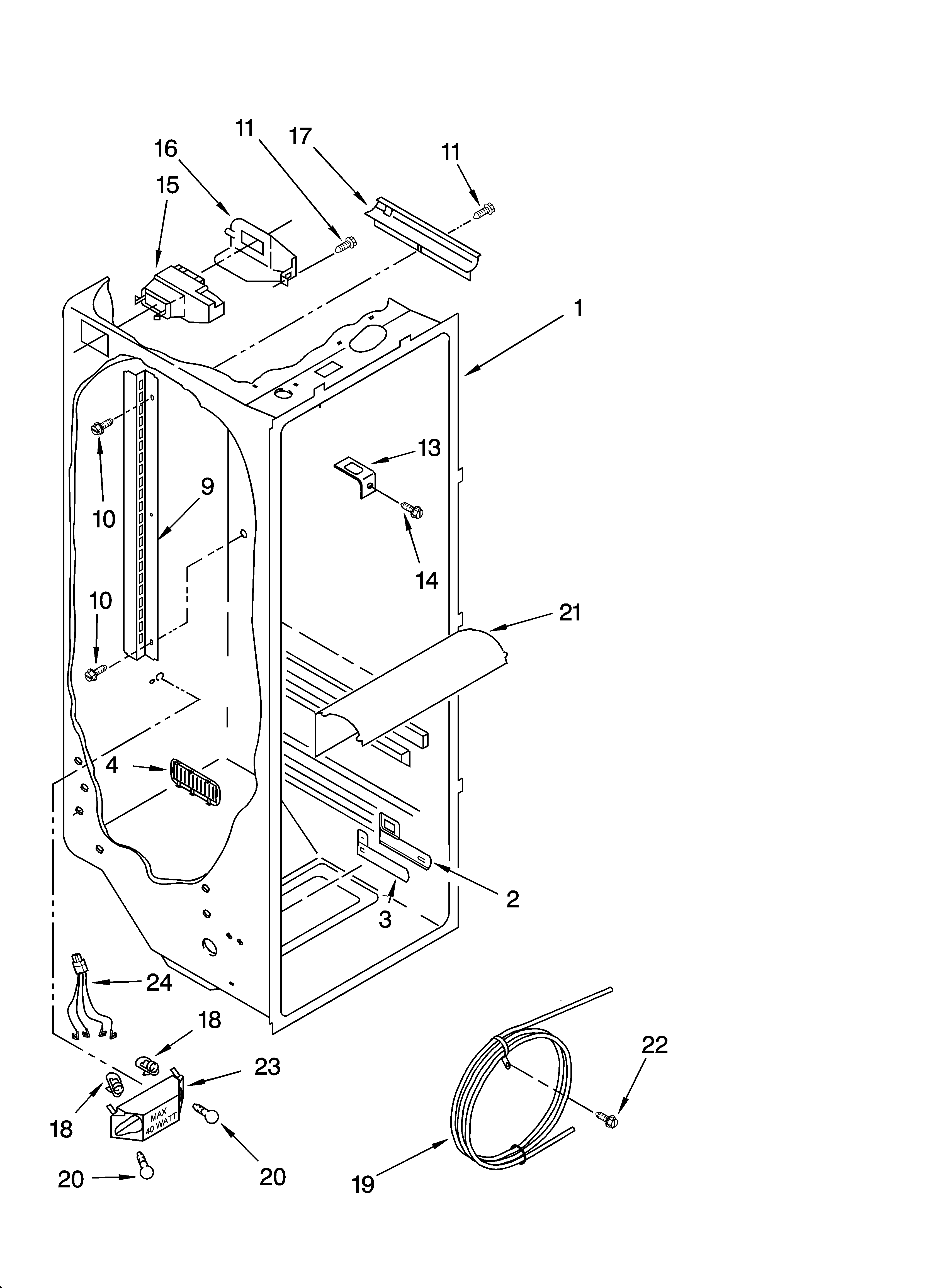Whirlpool GD5SHAXLT12 refrigerator liner parts diagram