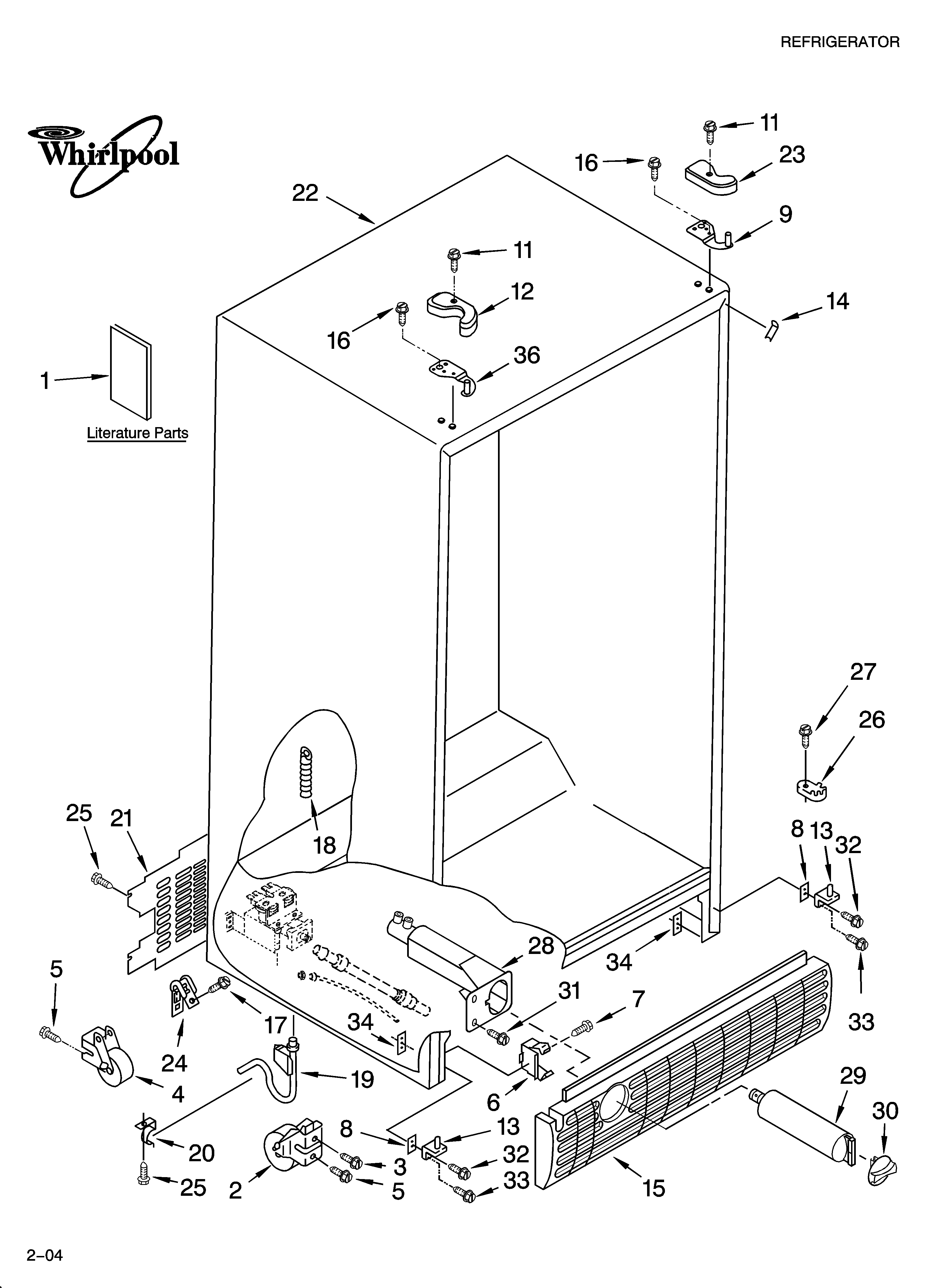 Whirlpool GD5SHAXNB00 cabinet parts diagram