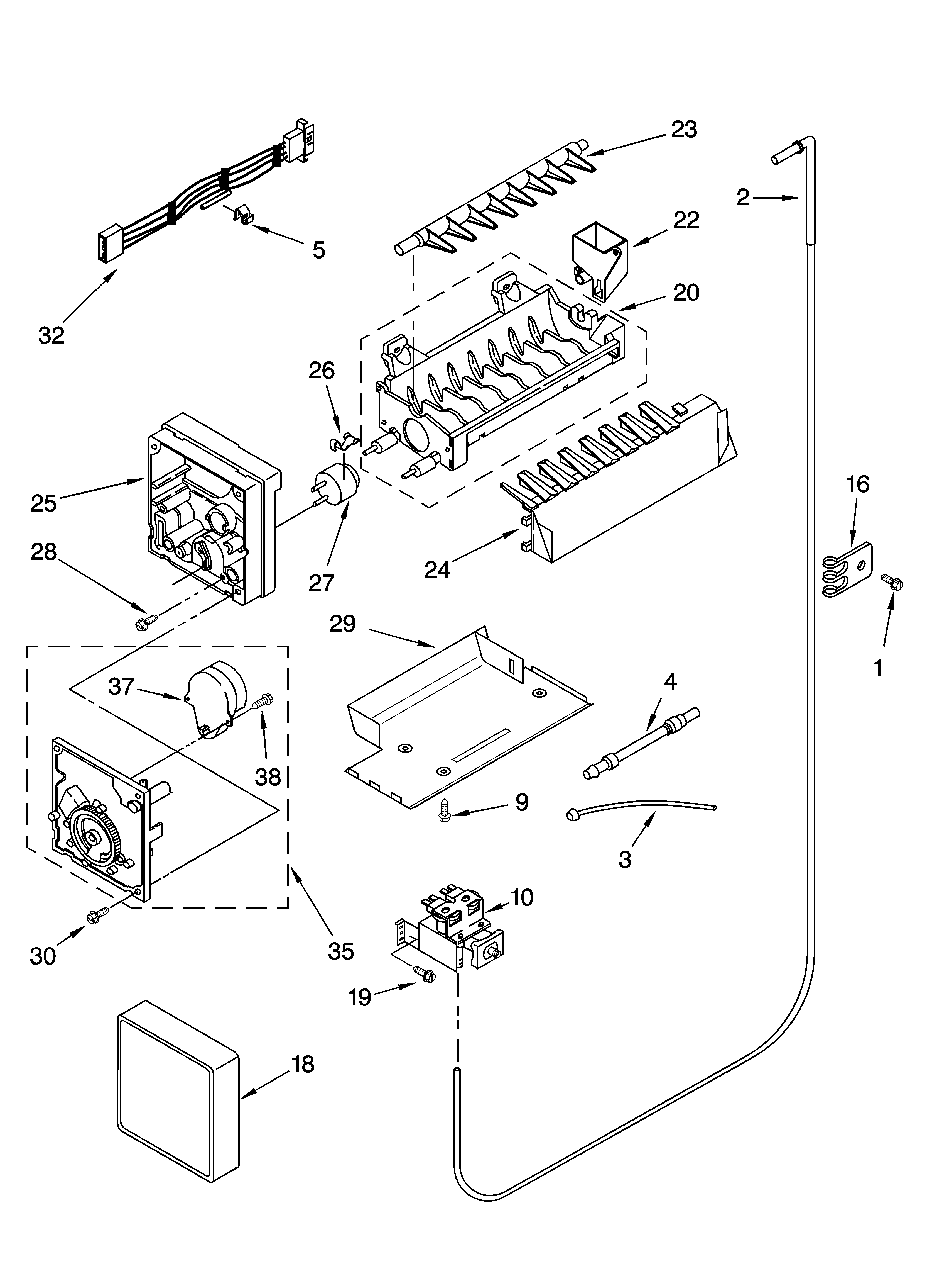 Whirlpool GD5SHAXNB00 icemaker parts, parts not illustrated diagram