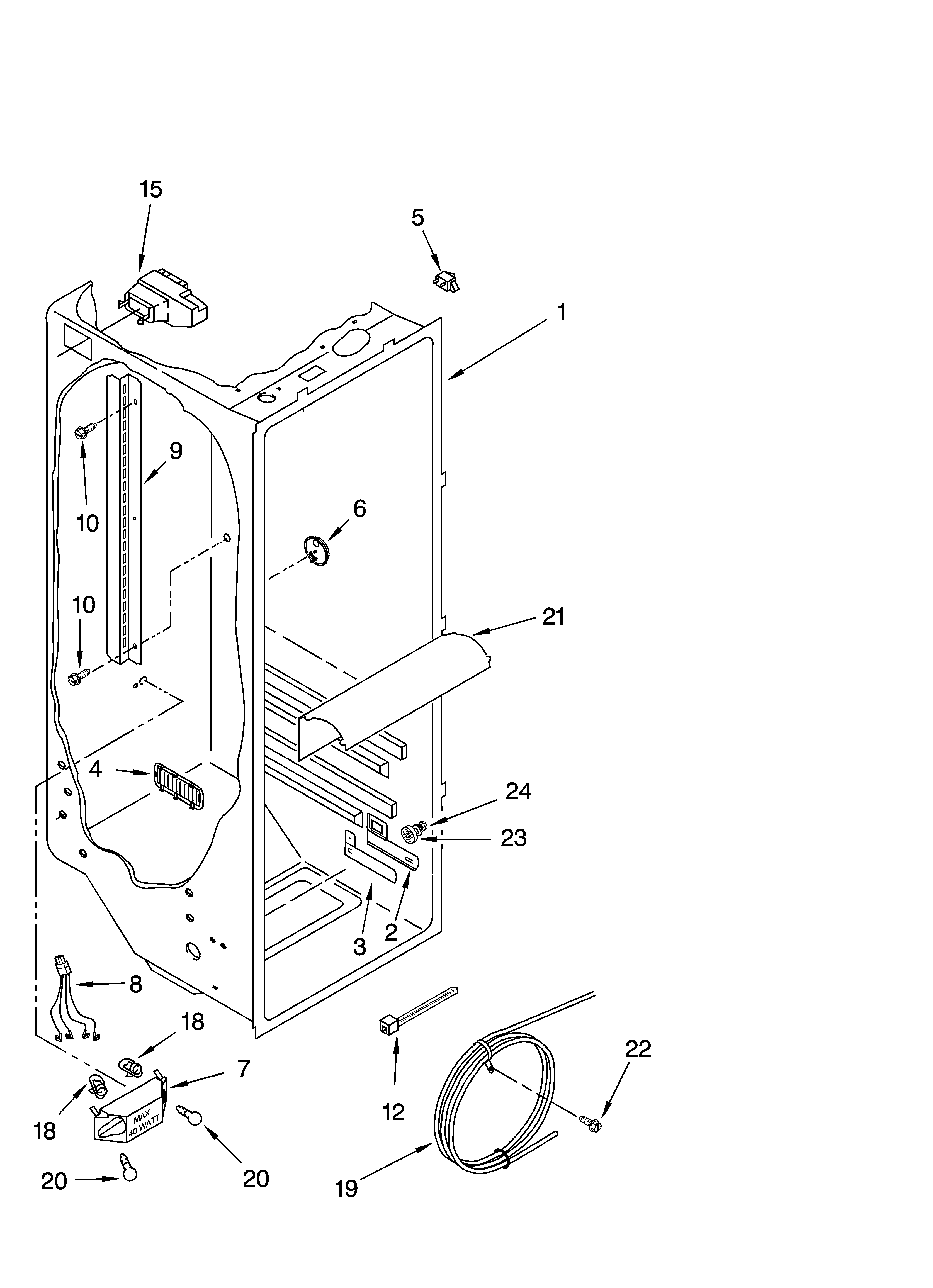Whirlpool GS2SHAXNT00 refrigerator liner parts diagram