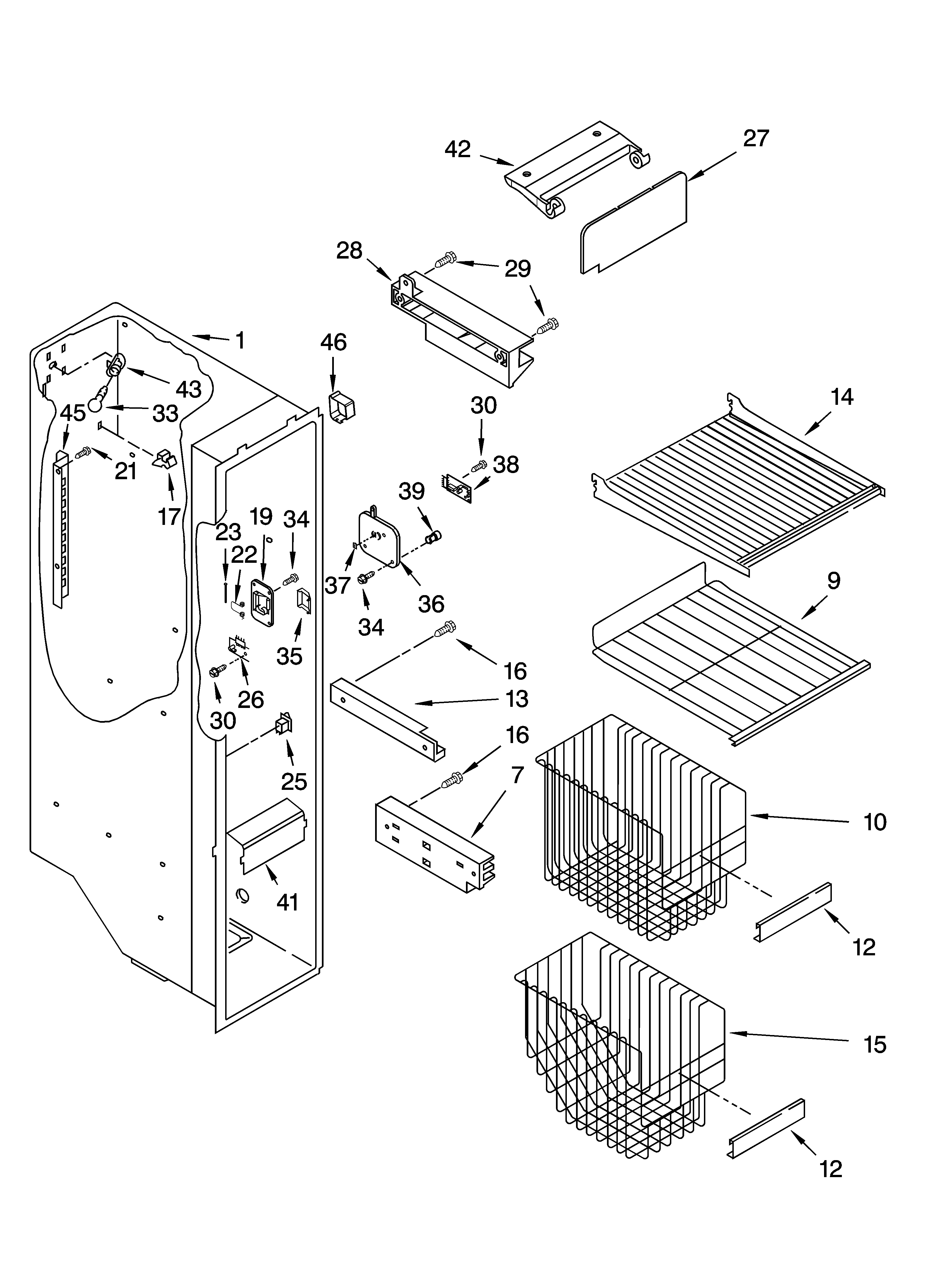 Whirlpool GS2SHAXNT00 freezer liner parts diagram