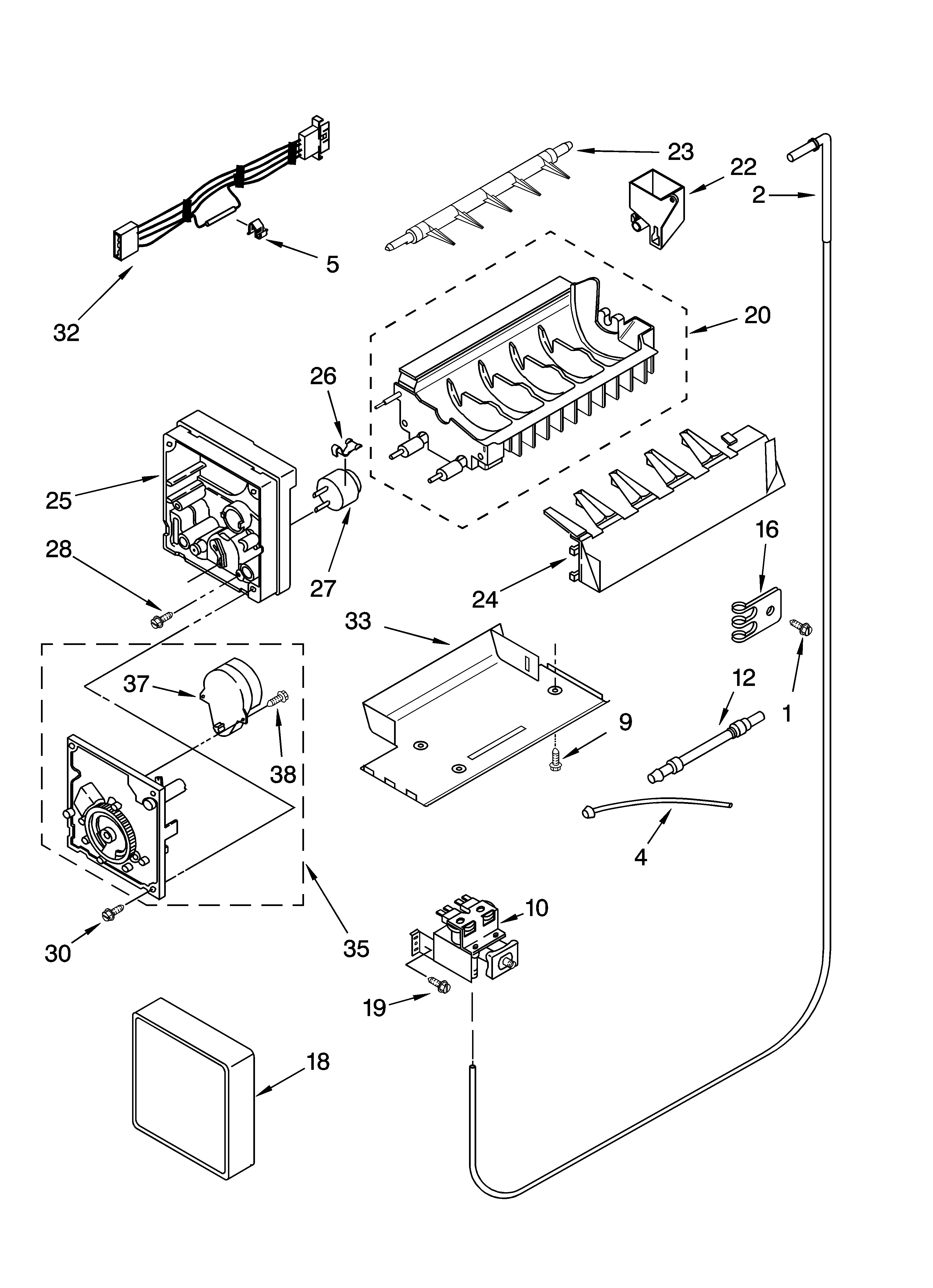 Whirlpool GS2SHAXNT00 icemaker parts diagram